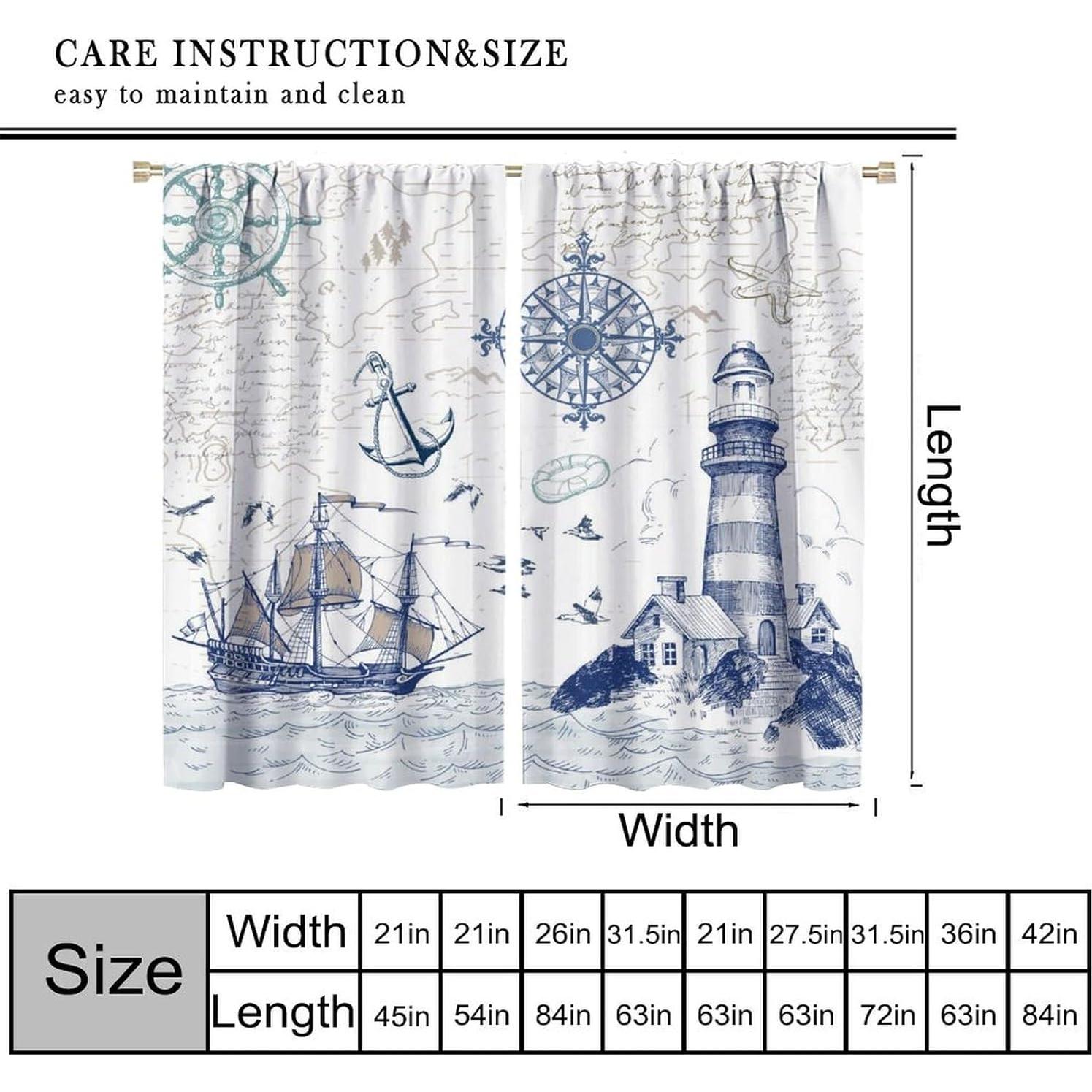 Cortinas Náuticas AAVEUP Mapa Océano 53x114 cm Pack 2