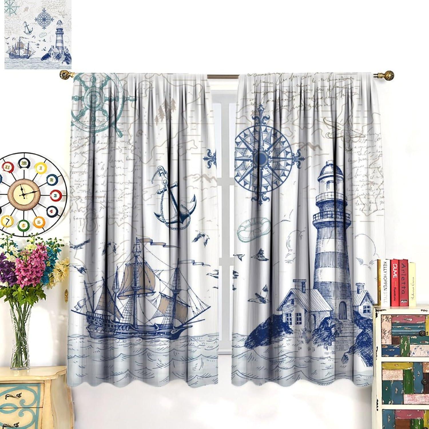 Cortinas Náuticas AAVEUP Mapa Océano 53x114 cm Pack 2