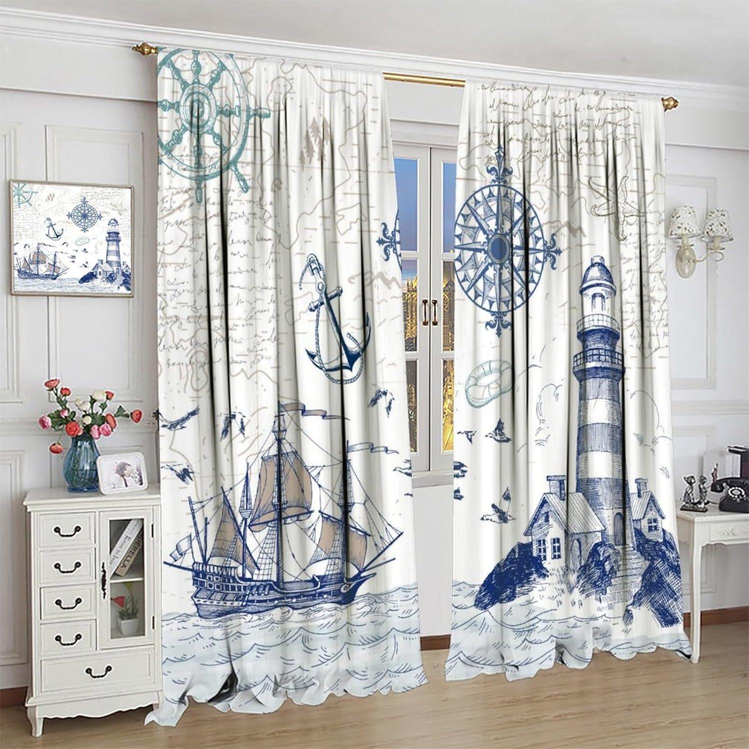 Cortinas Náuticas AAVEUP Mapa Océano 53x114 cm Pack 2