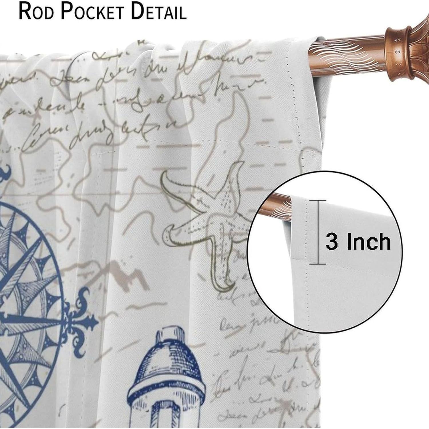 Cortinas Náuticas AAVEUP Mapa Océano 53x114 cm Pack 2