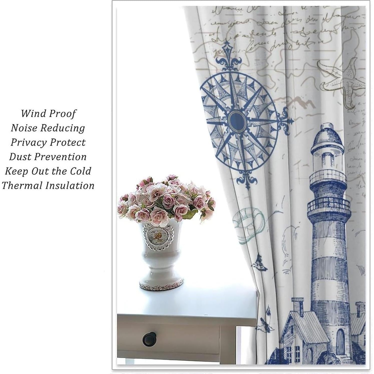 Cortinas Náuticas AAVEUP Mapa Océano 53x114 cm Pack 2