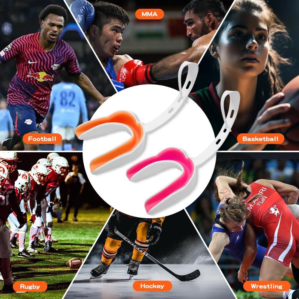 Paquete 2 Protectores Bucales KLASHE Rosa y Naranja para Deportes
