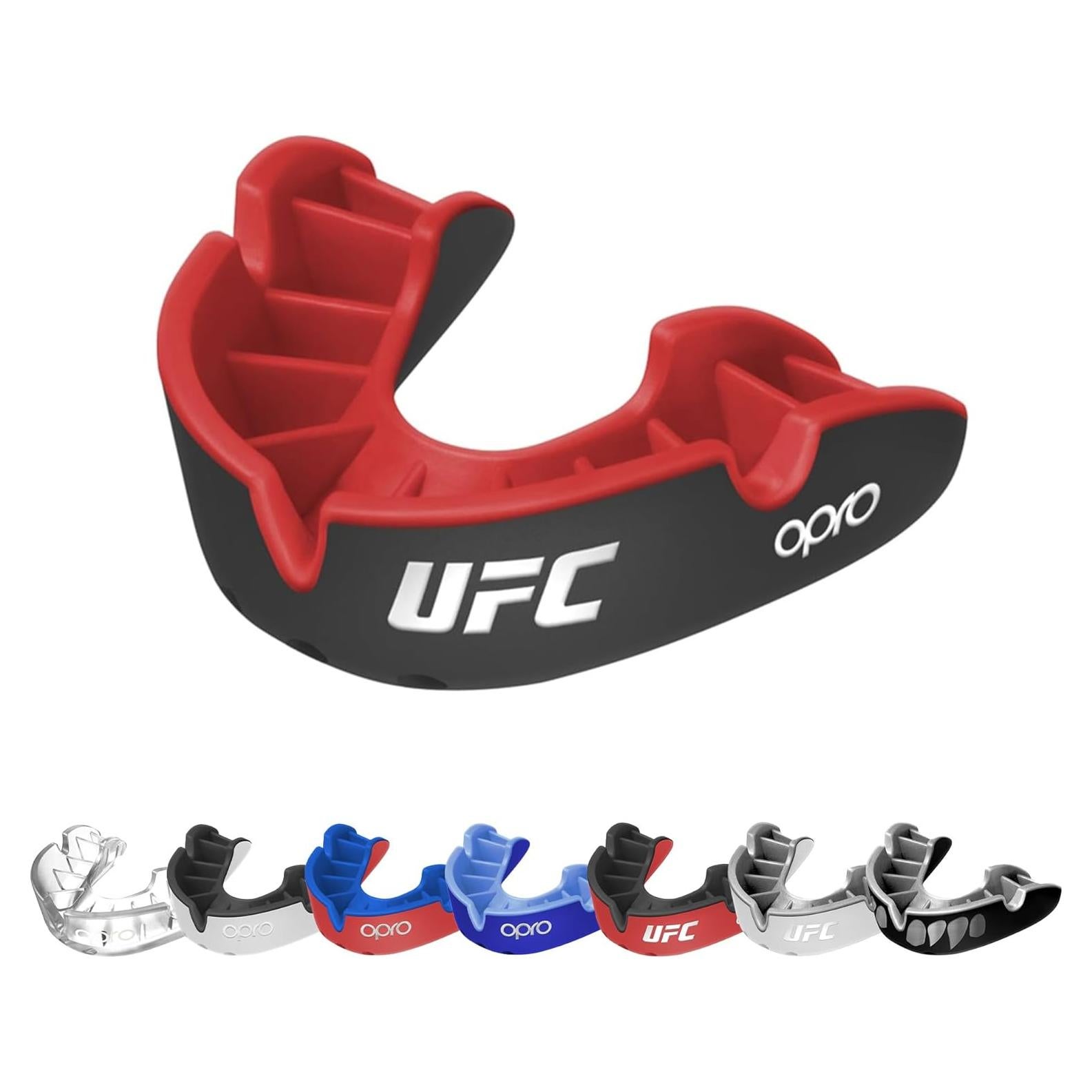 Protector Bucal OPRO UFC Silver Level Moldeable Adulto Negro/Rojo