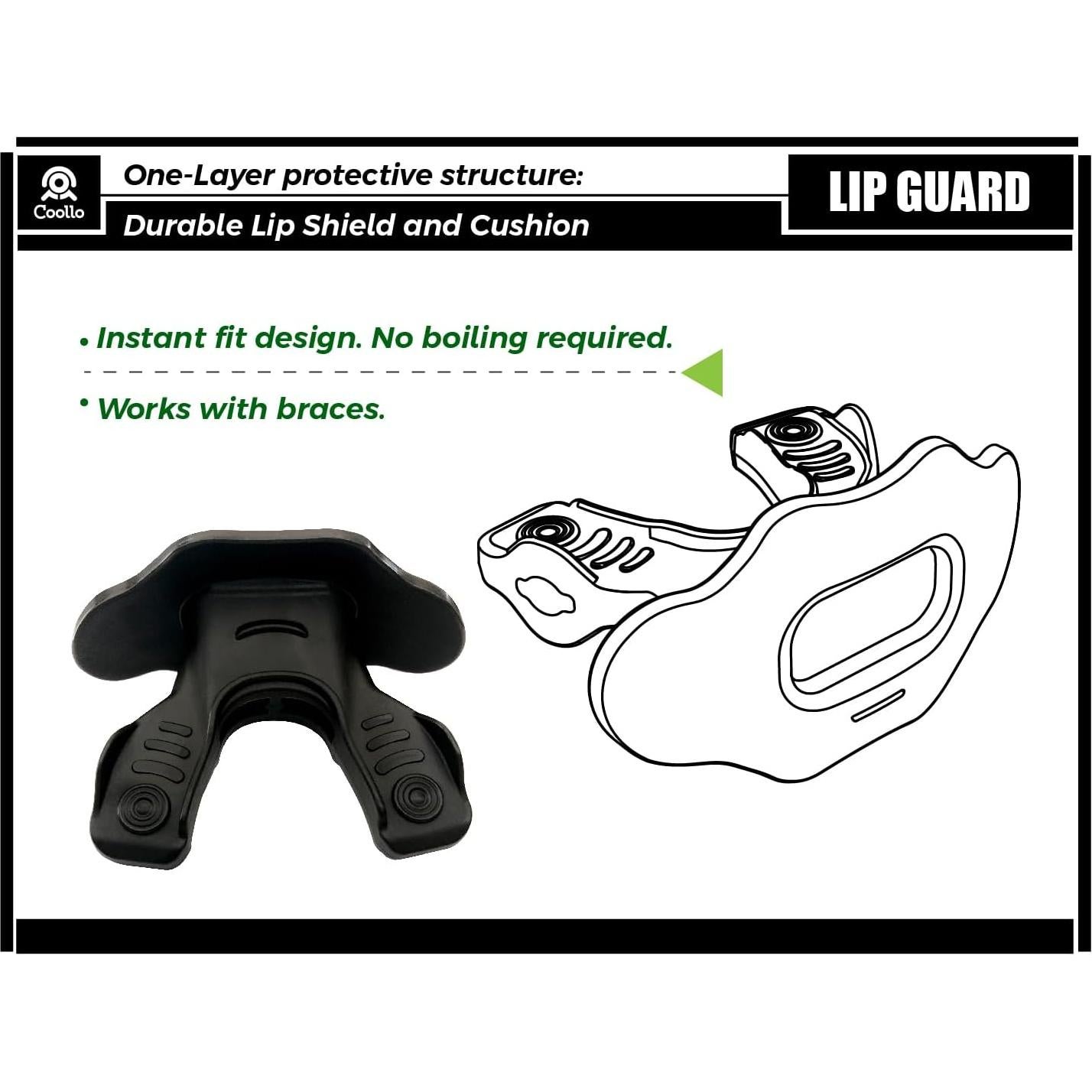 Protector Bucal 2-en-1 Coollo Sports para Fútbol Adultos y Jóvenes