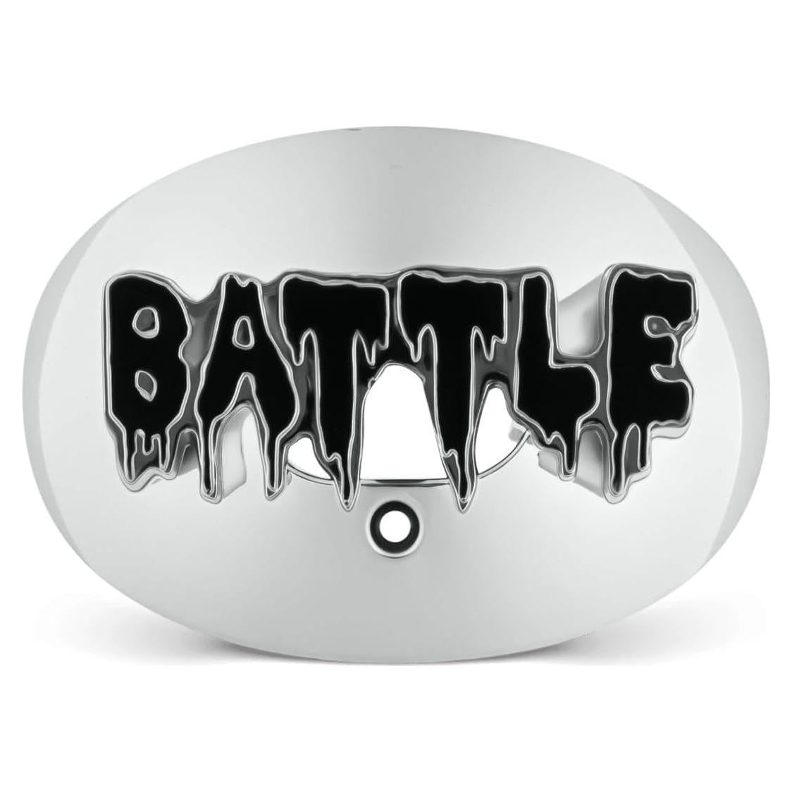 Protector Bucal de Fútbol Battle 3D Chrome Drip Oxígeno - Plata/Negro