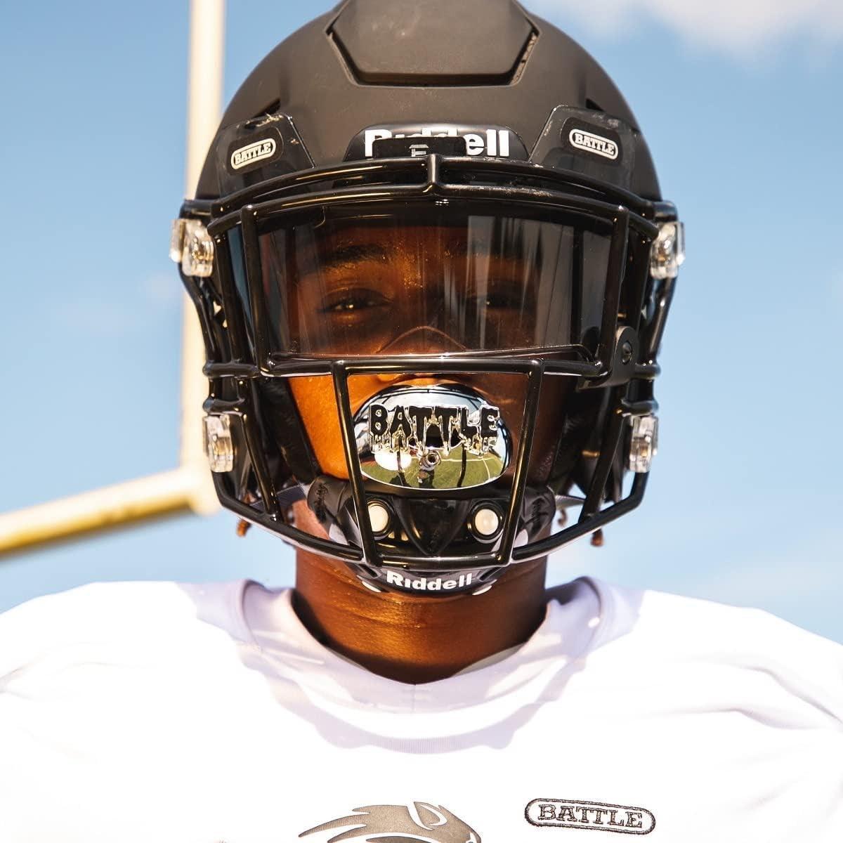 Protector Bucal de Fútbol Battle 3D Chrome Drip Oxígeno - Plata/Negro