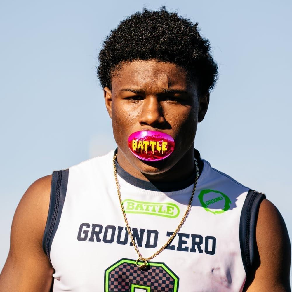 Protector Bucal de Fútbol Battle 3D Chrome Drip Oxígeno - Plata/Negro