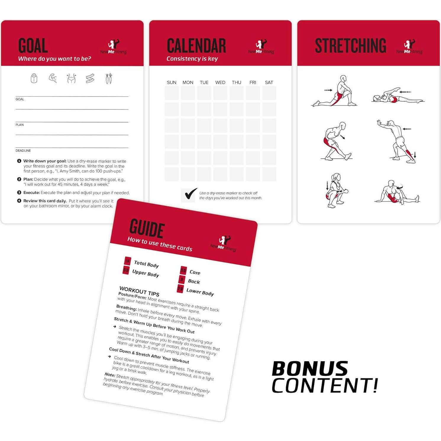 Tarjetas de Ejercicio con Balón Medicinal NewMe Fitness - 62 Piezas