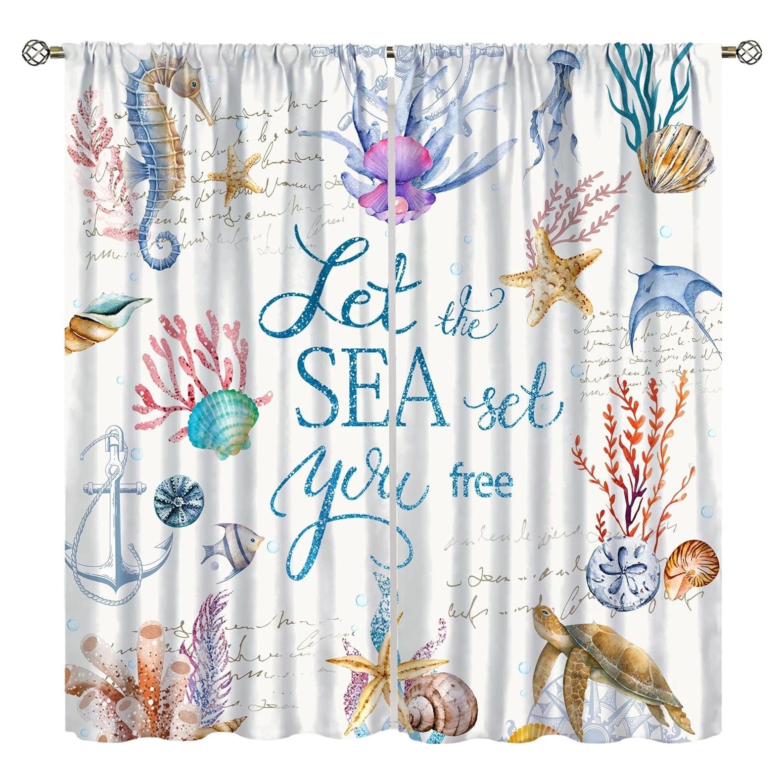 Cortinas AAVEUP Animales Marinos 2 Paneles 53x114 cm