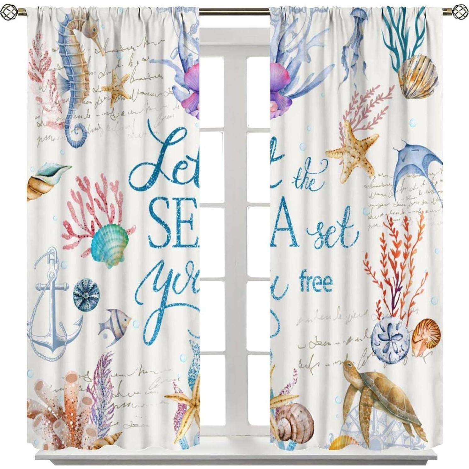 Cortinas AAVEUP Animales Marinos 2 Paneles 53x114 cm