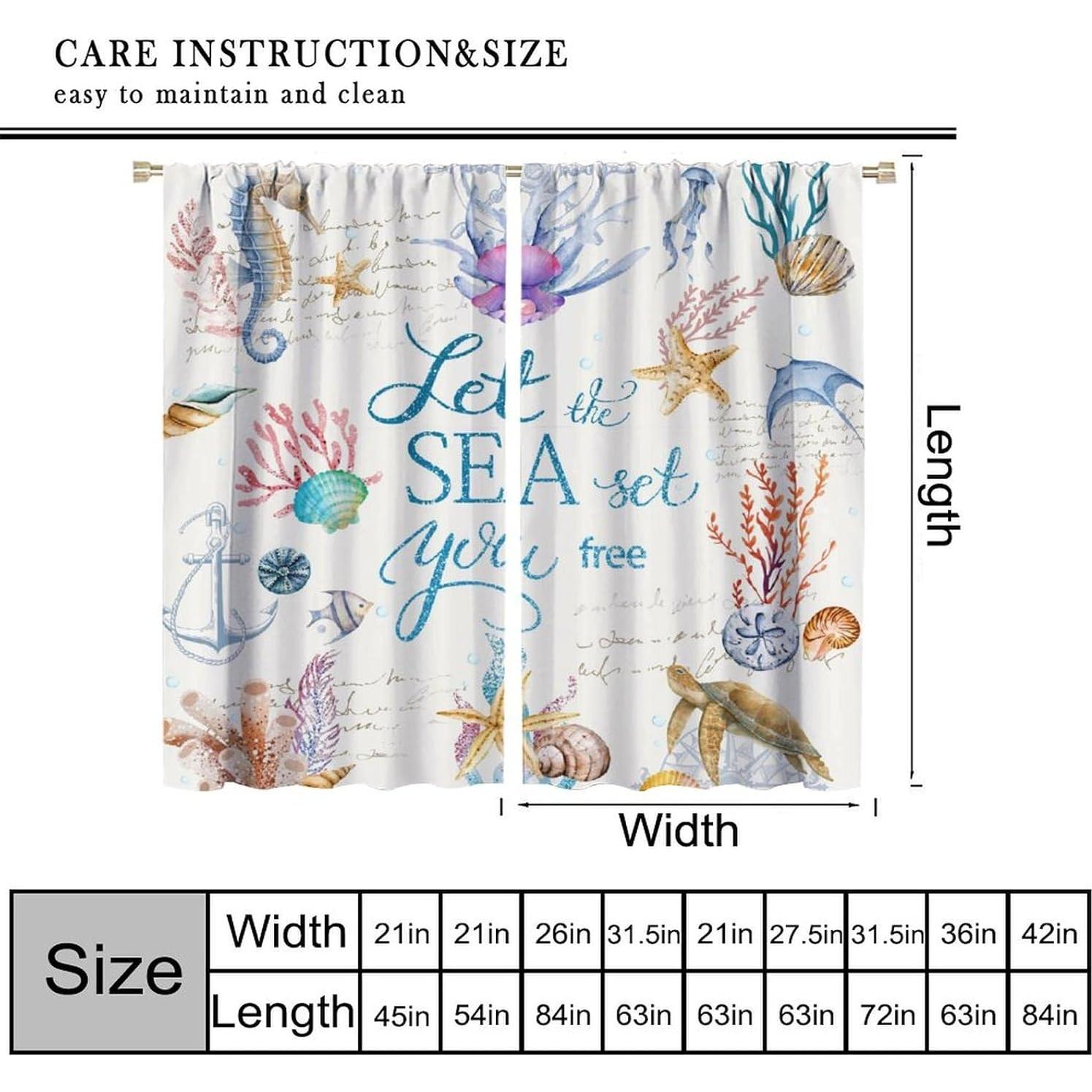 Cortinas AAVEUP Animales Marinos 2 Paneles 53x114 cm