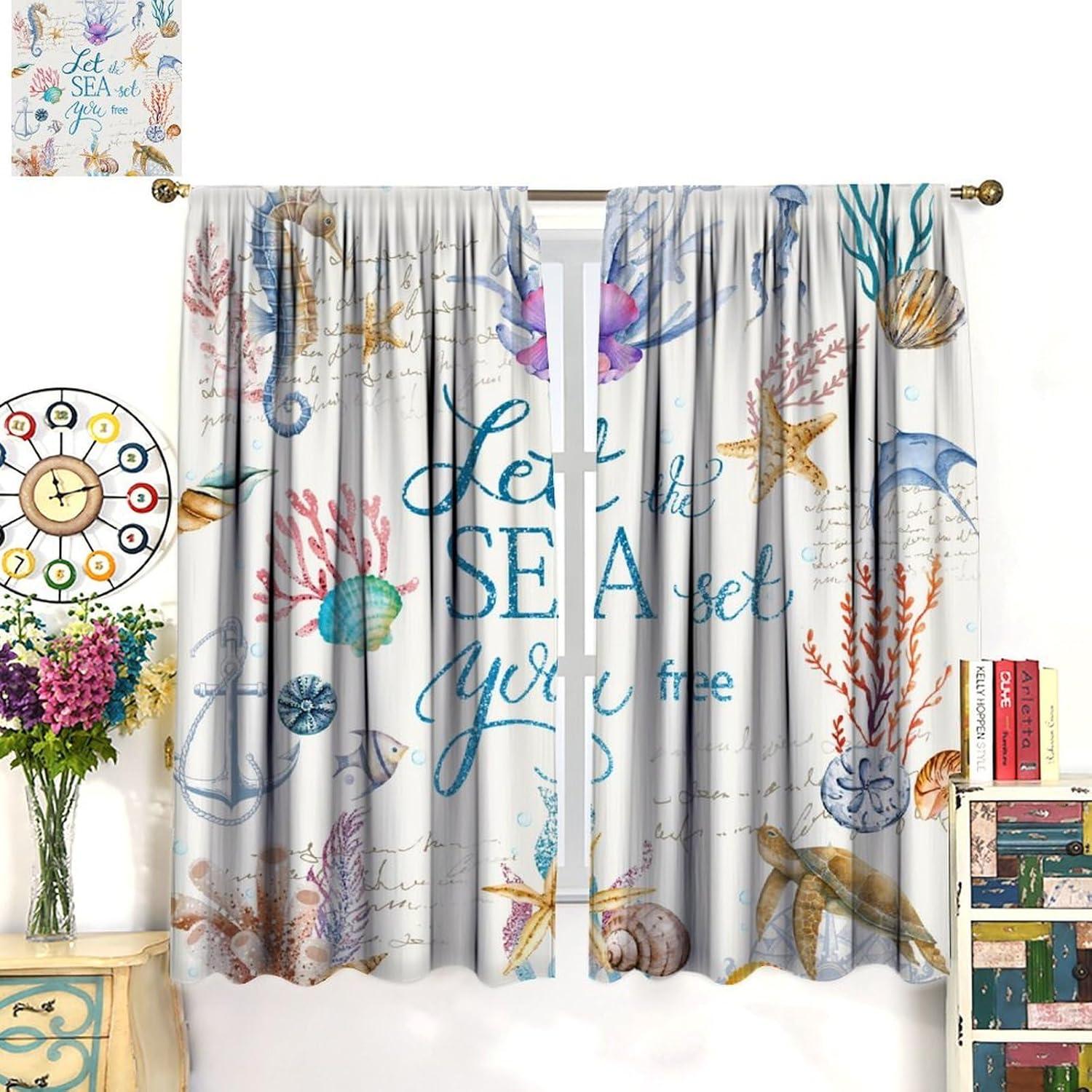 Cortinas AAVEUP Animales Marinos 2 Paneles 53x114 cm