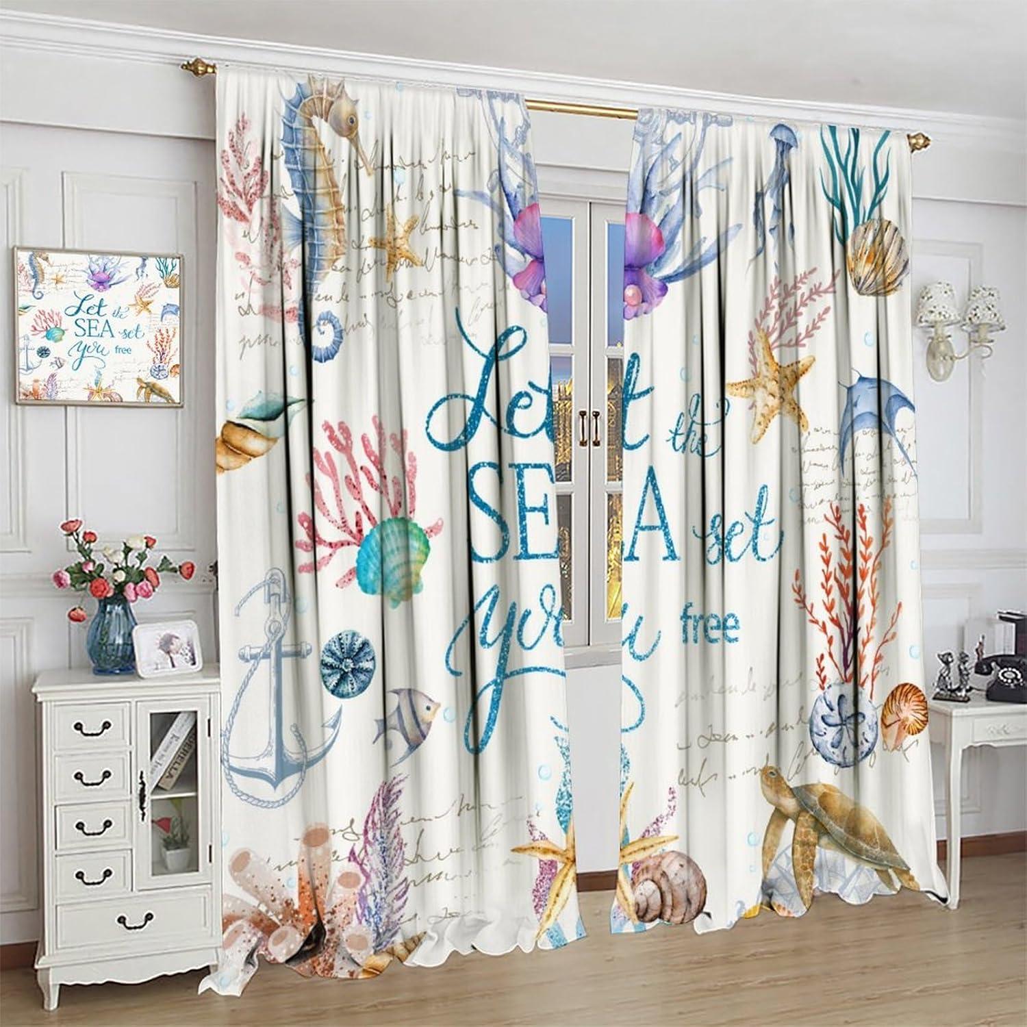 Cortinas AAVEUP Animales Marinos 2 Paneles 53x114 cm