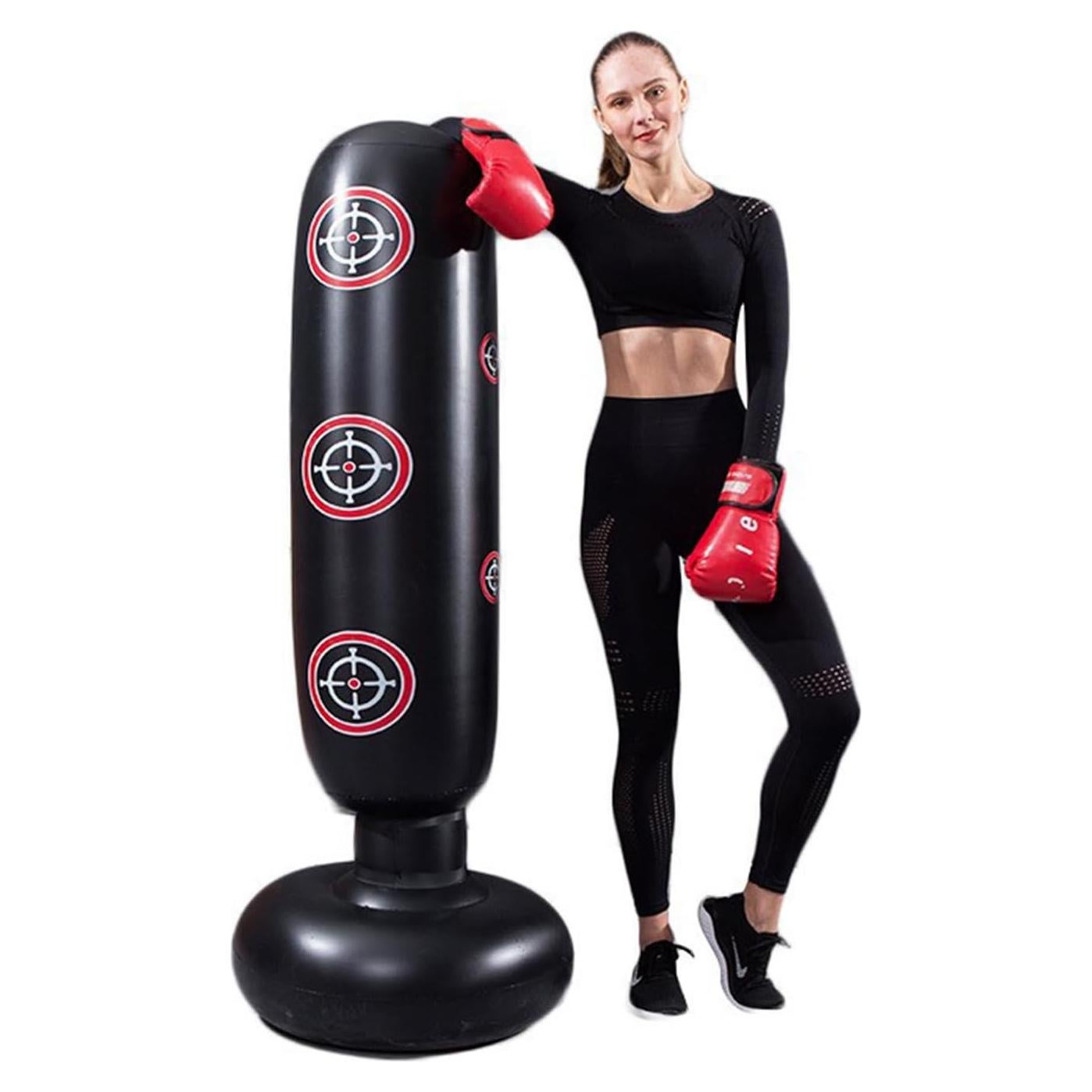 Saco de Boxeo Inflable Kizcmvre 160 cm para Adultos Negro