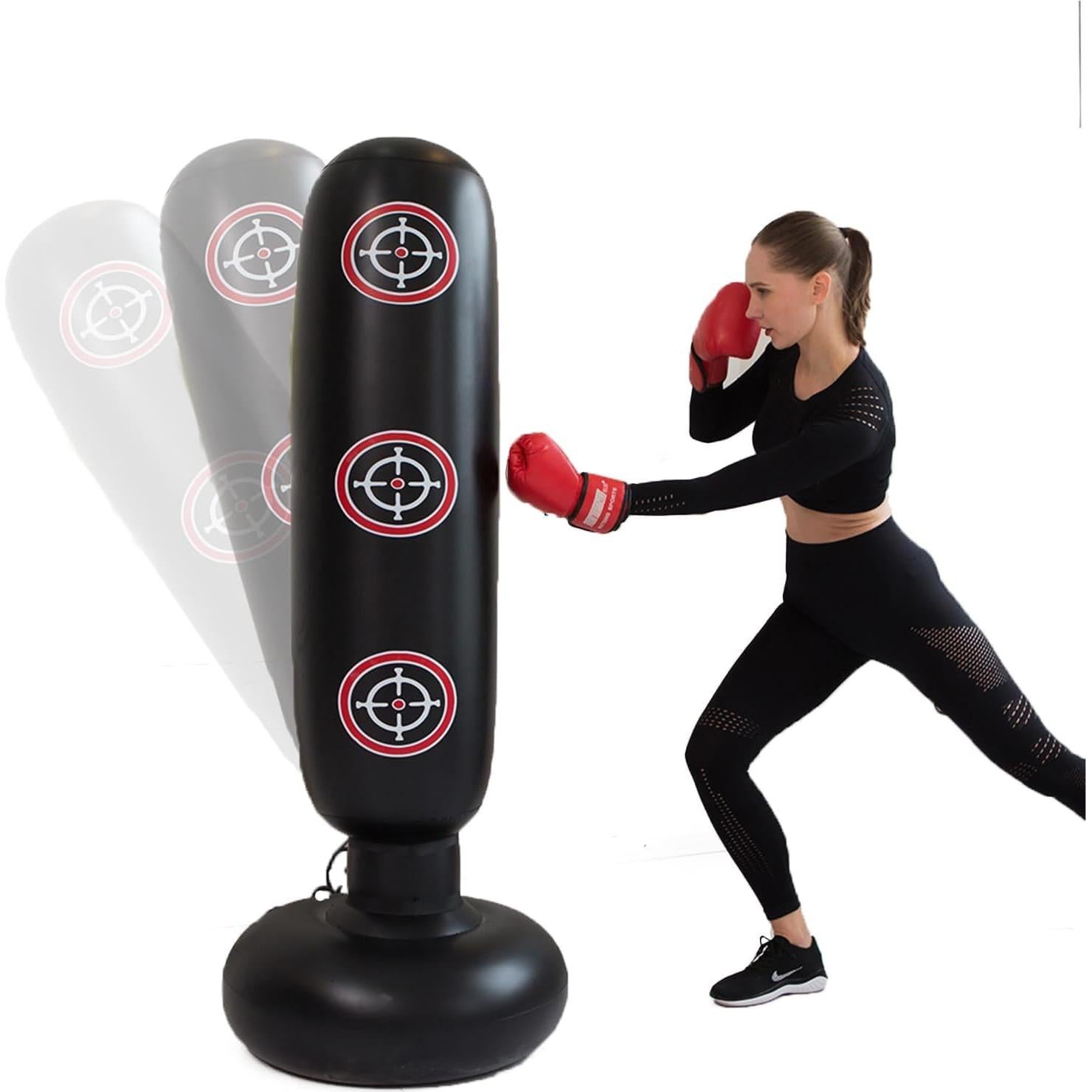 Saco de Boxeo Inflable Kizcmvre 160 cm para Adultos Negro