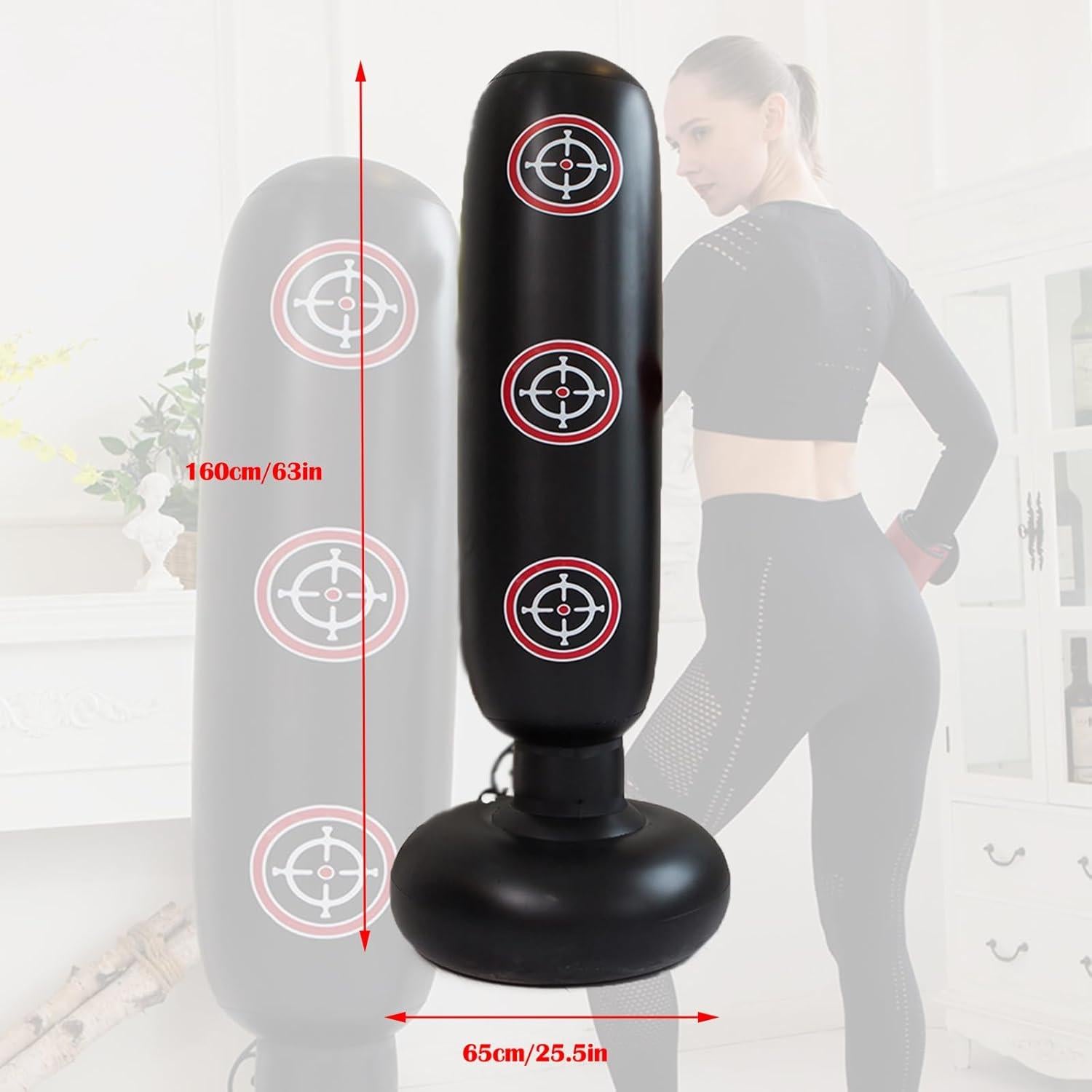 Saco de Boxeo Inflable Kizcmvre 160 cm para Adultos Negro