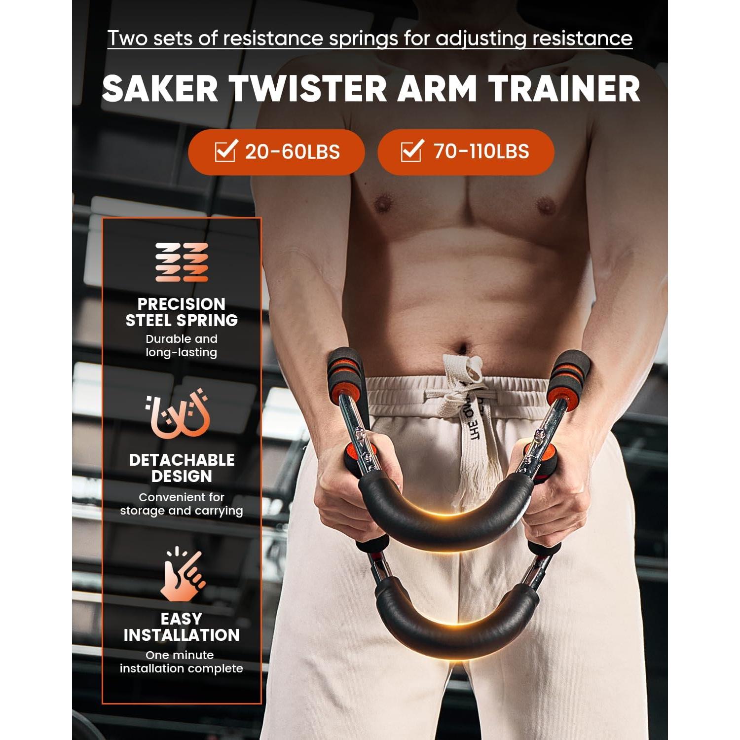 Entrenador de Brazo Twister Saker 20-110kg Ajustable para Fitness
