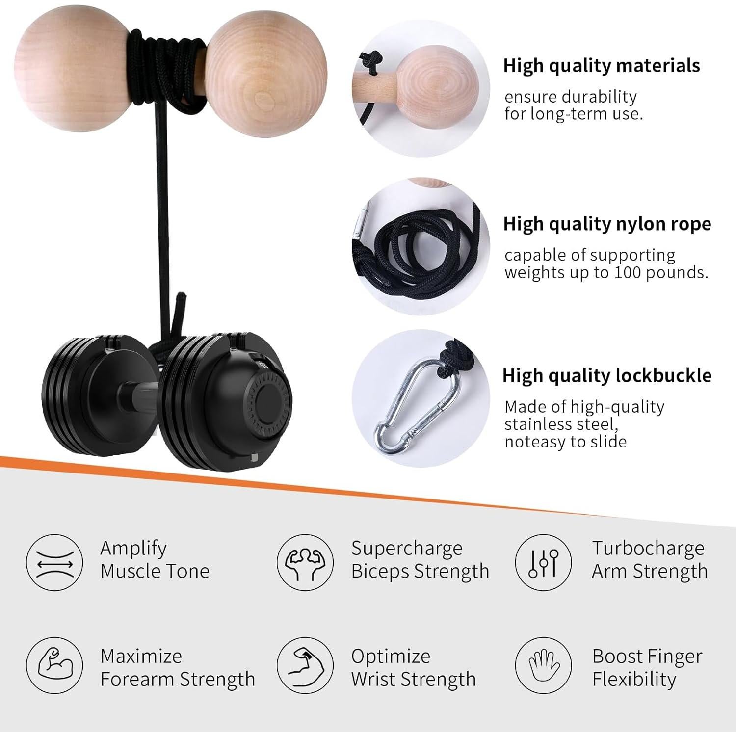 Rodillo de Muñeca YCHLCHL para Fortalecer Antebrazos y Dedos