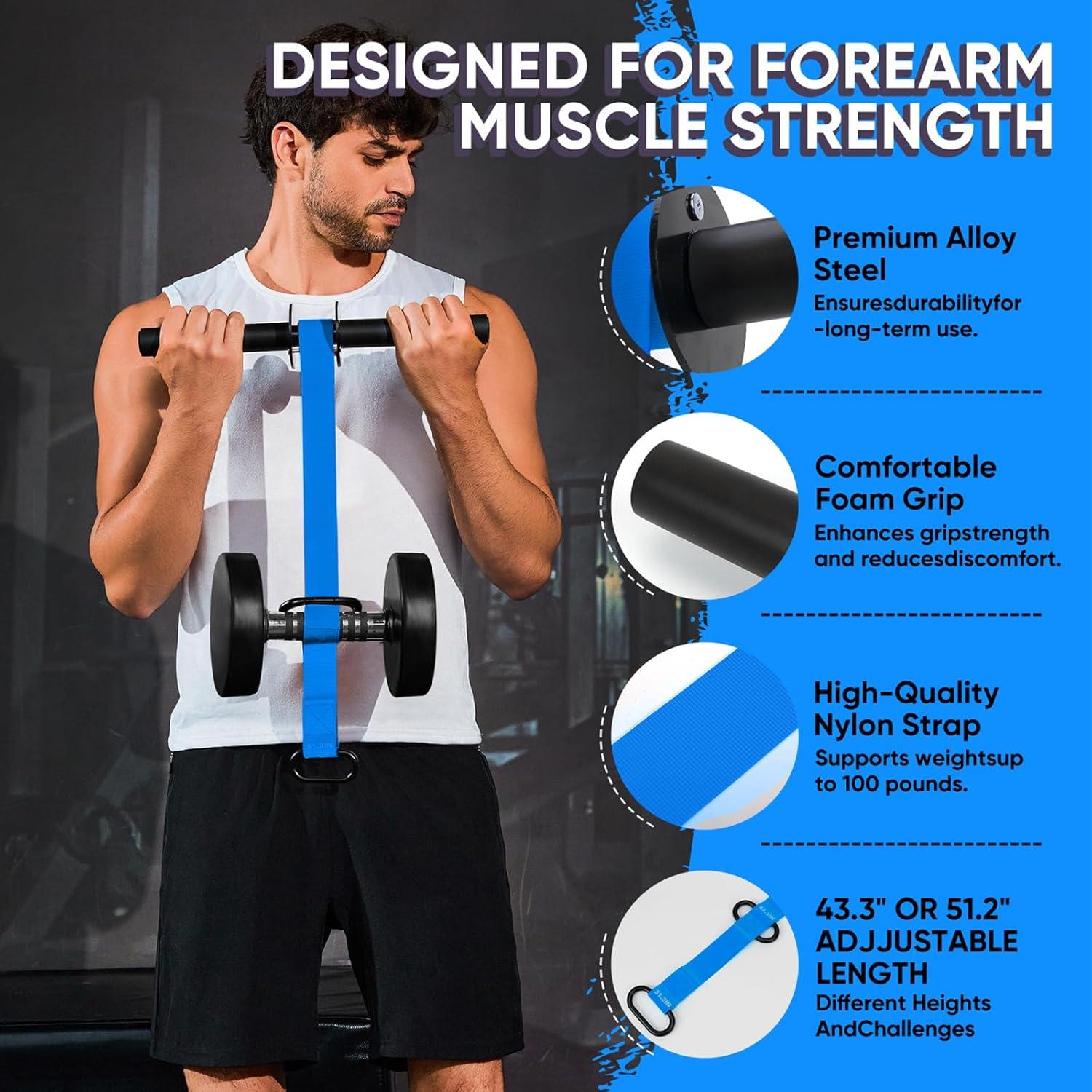 Fortalecedor de Antebrazo RIQIGA con Rodillo de Muñeca 130 cm