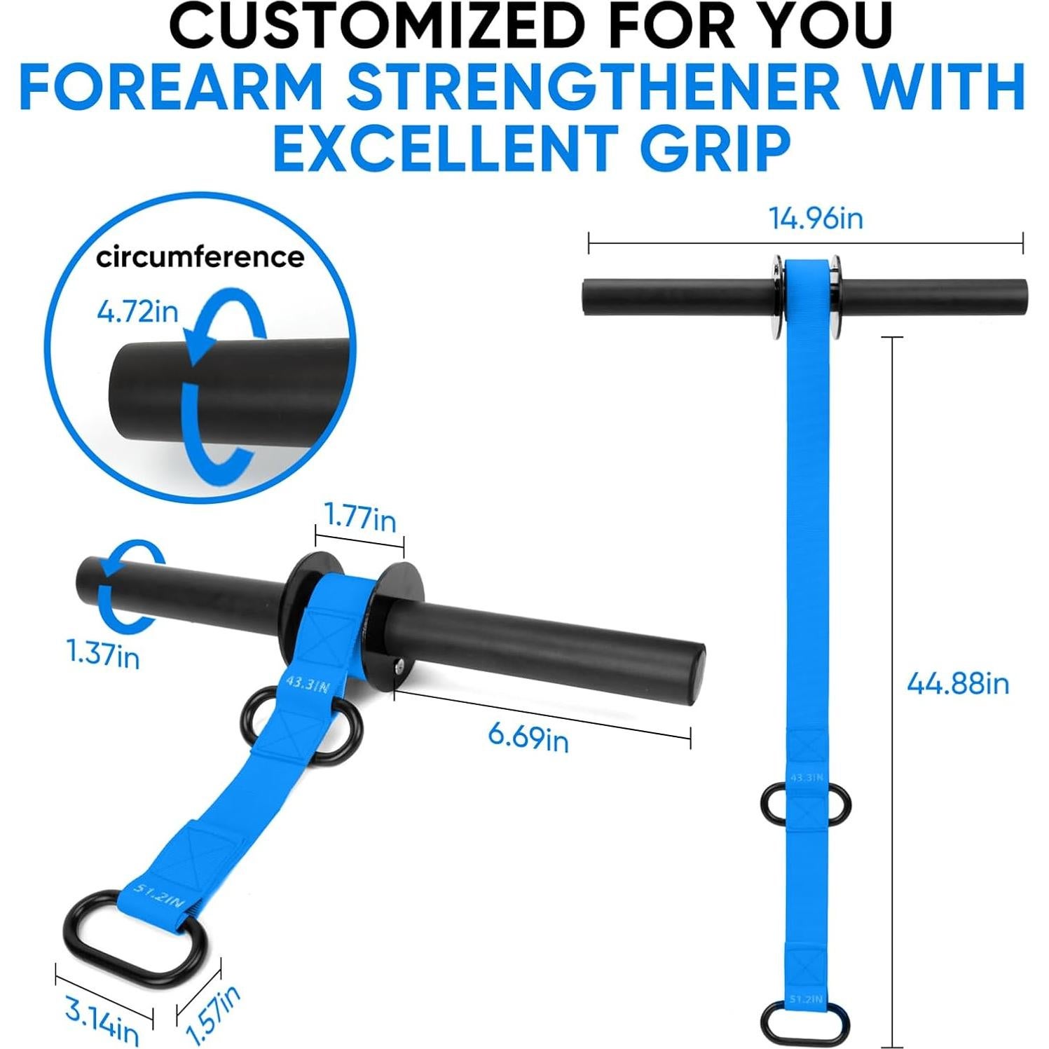Fortalecedor de Antebrazo RIQIGA con Rodillo de Muñeca 130 cm
