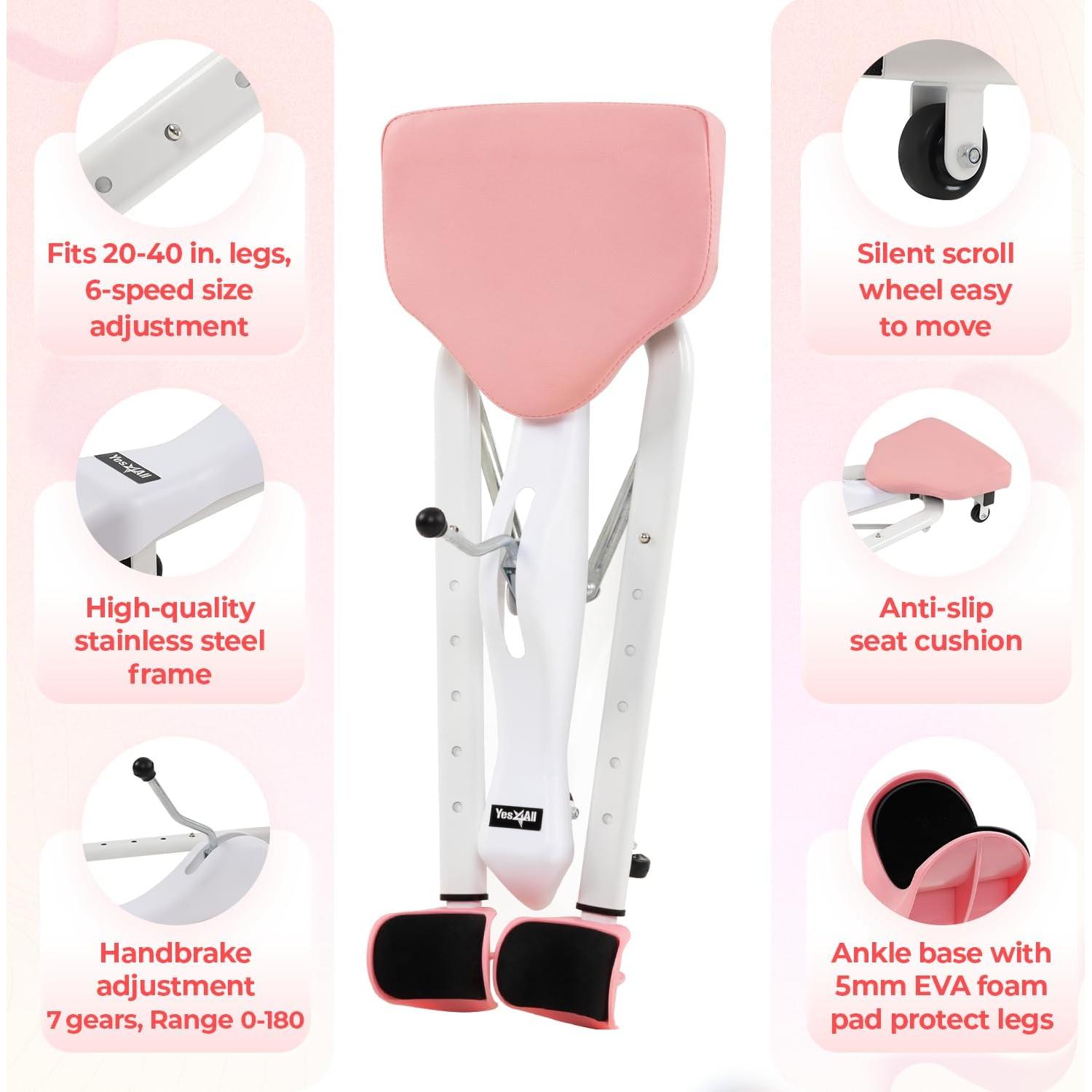 Máquina de Estiramiento de Piernas Yes4All 150kg Ajustable Rosa