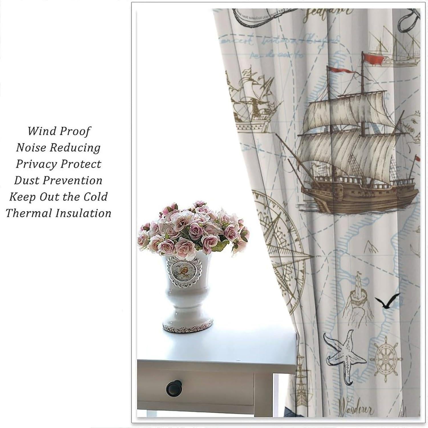 Cortinas Náuticas AAVEUP 2 Paneles 53x137 cm Blackout