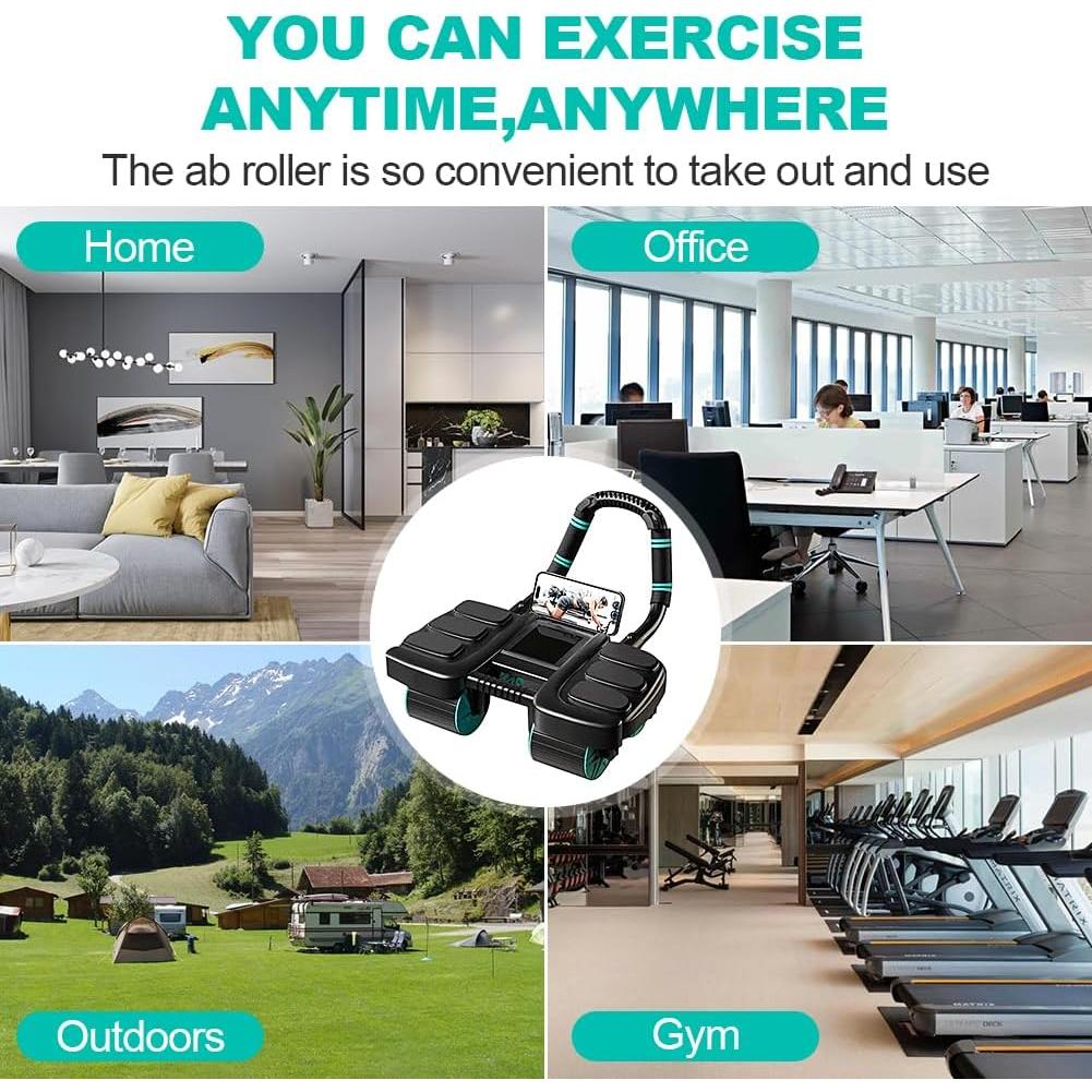 Rueda de Abdominales Automática Pqeert 4 Ruedas Soporte Codos