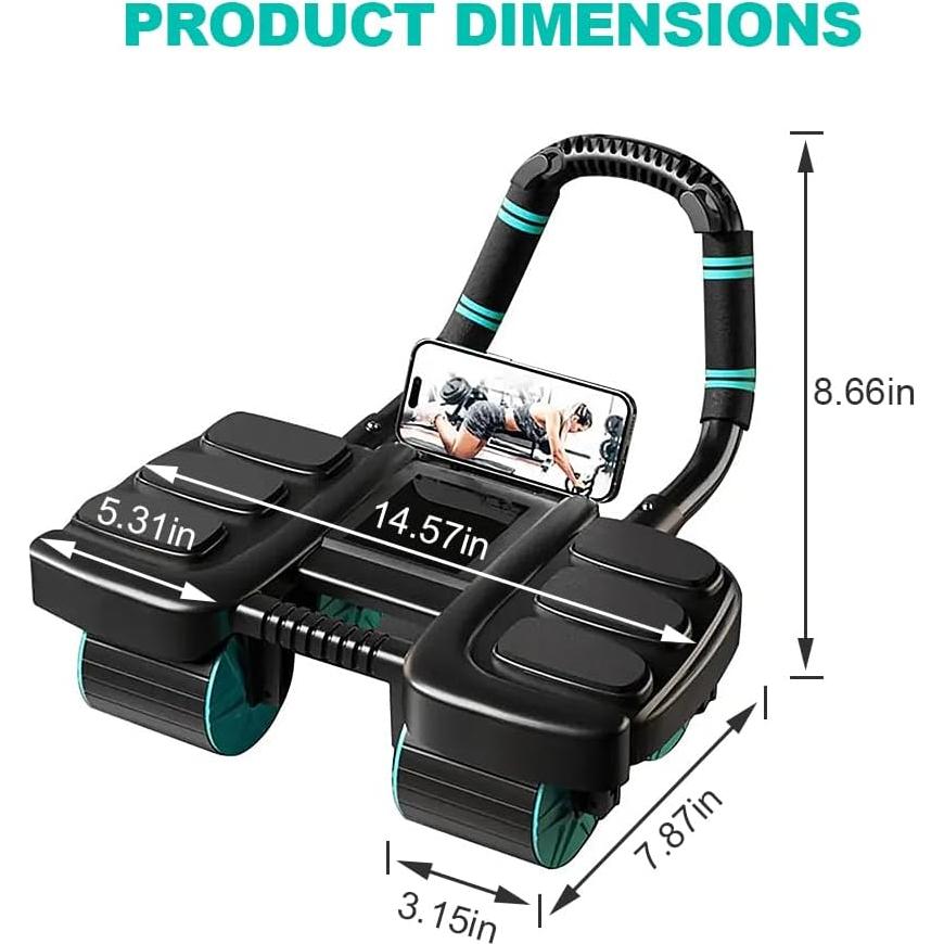 Rueda de Abdominales Automática Pqeert 4 Ruedas Soporte Codos