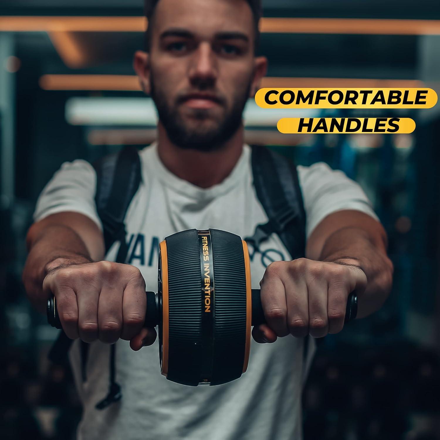 Rueda para Abdominales Fitness Invention con Esterilla - Negro/Dorado