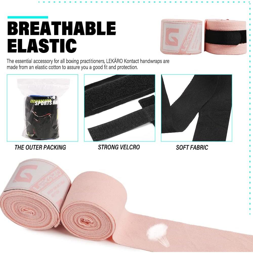 Envolturas de Mano LEKÄRO 406cm Algodón Elástico Boxeo MMA
