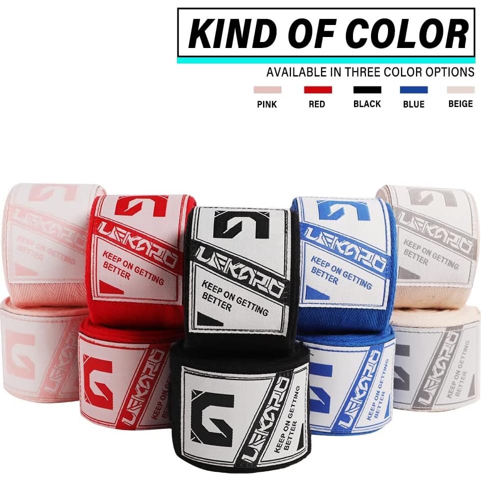 Envolturas de Mano LEKÄRO 406cm Algodón Elástico Boxeo MMA