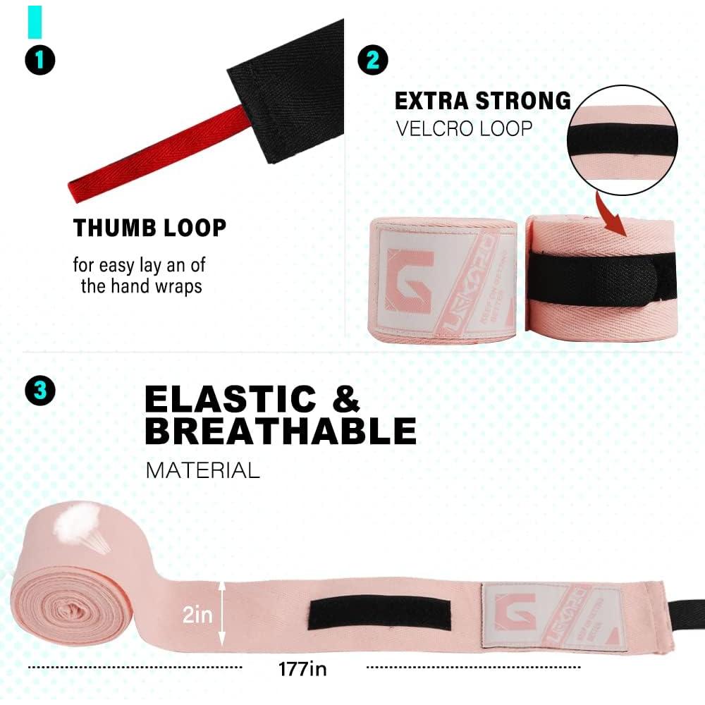 Envolturas de Mano LEKÄRO 406cm Algodón Elástico Boxeo MMA