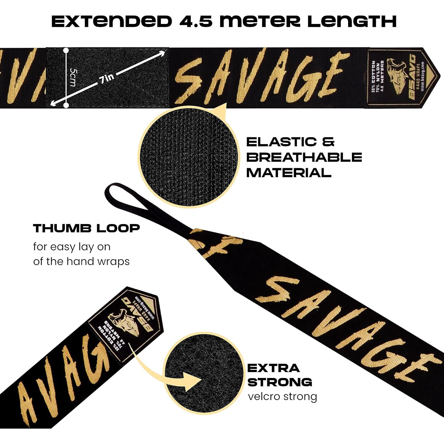 Envolturas de Mano BeSAVAGE 457 cm para Boxeo y MMA