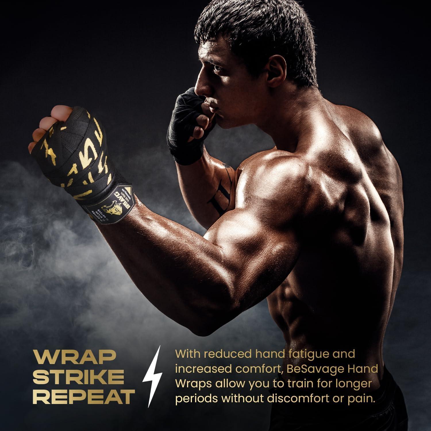 Envolturas de Mano BeSAVAGE 457 cm para Boxeo y MMA
