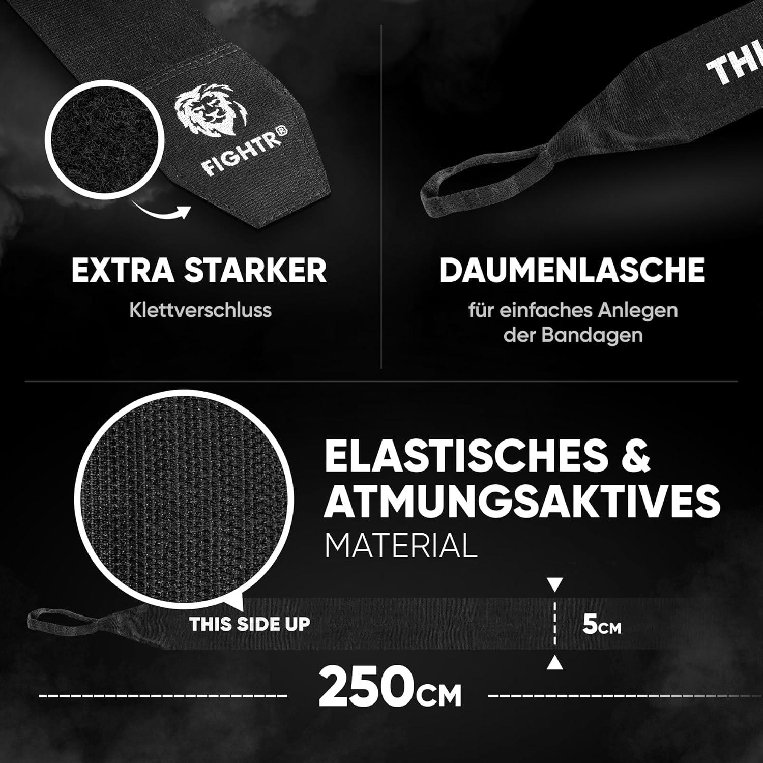 Envolturas de Mano de Boxeo FIGHTR Protect 160 cm Negro