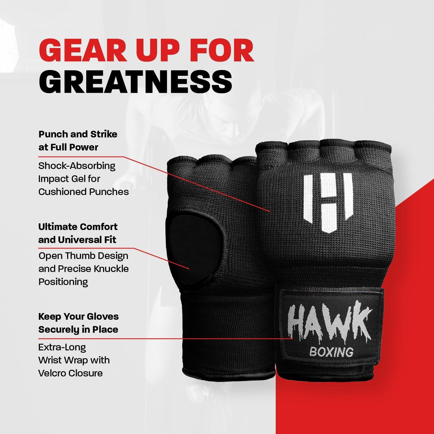 Guantes Internos Acolchados Hawk Sports para Boxeo - Negro S/M