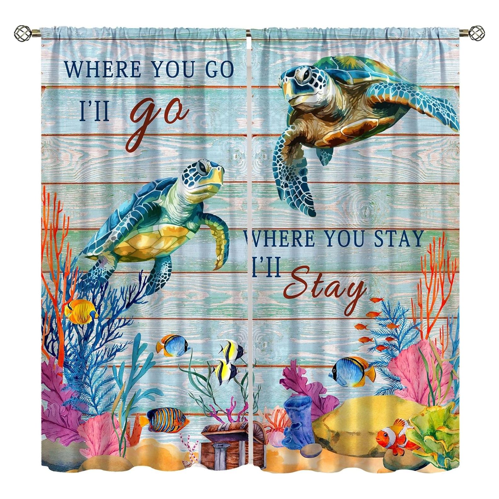 Cortinas AAVEUP Tortuga Marino 53x114 cm 30% Opacas