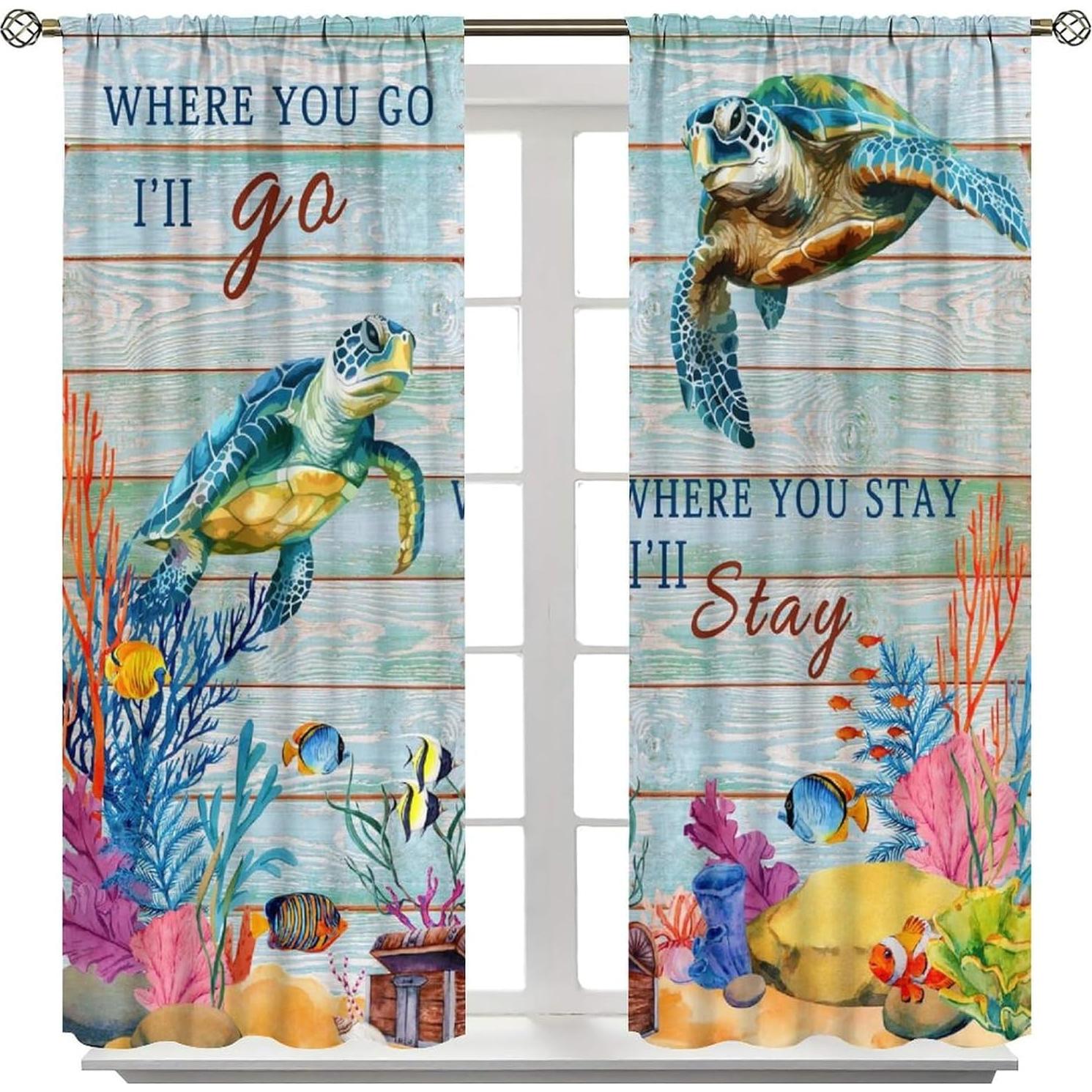 Cortinas AAVEUP Tortuga Marino 53x114 cm 30% Opacas