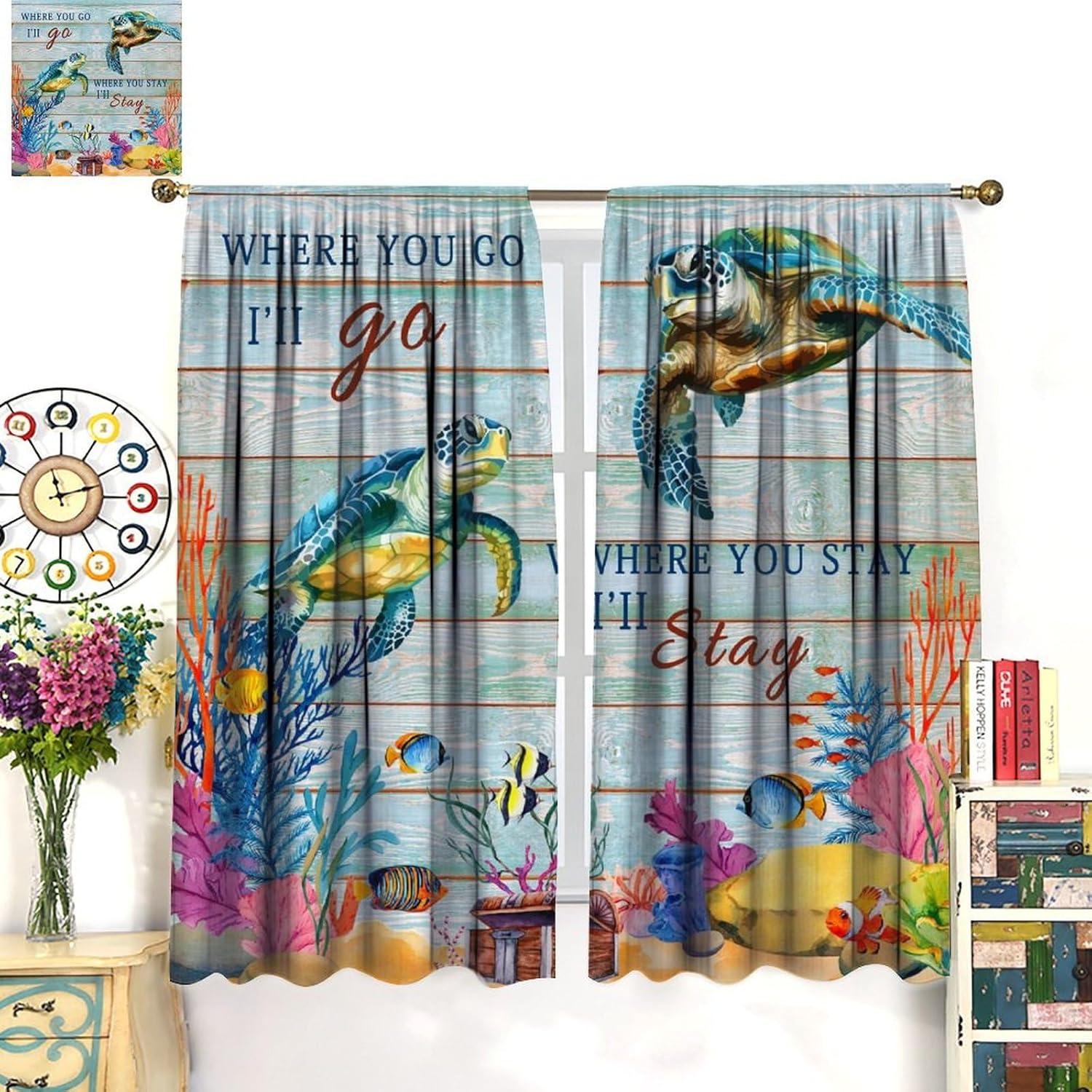 Cortinas AAVEUP Tortuga Marino 53x114 cm 30% Opacas