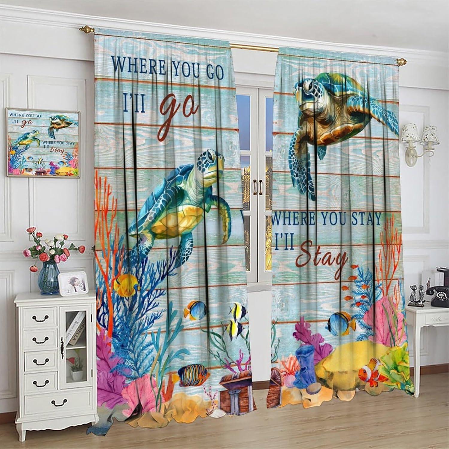 Cortinas AAVEUP Tortuga Marino 53x114 cm 30% Opacas