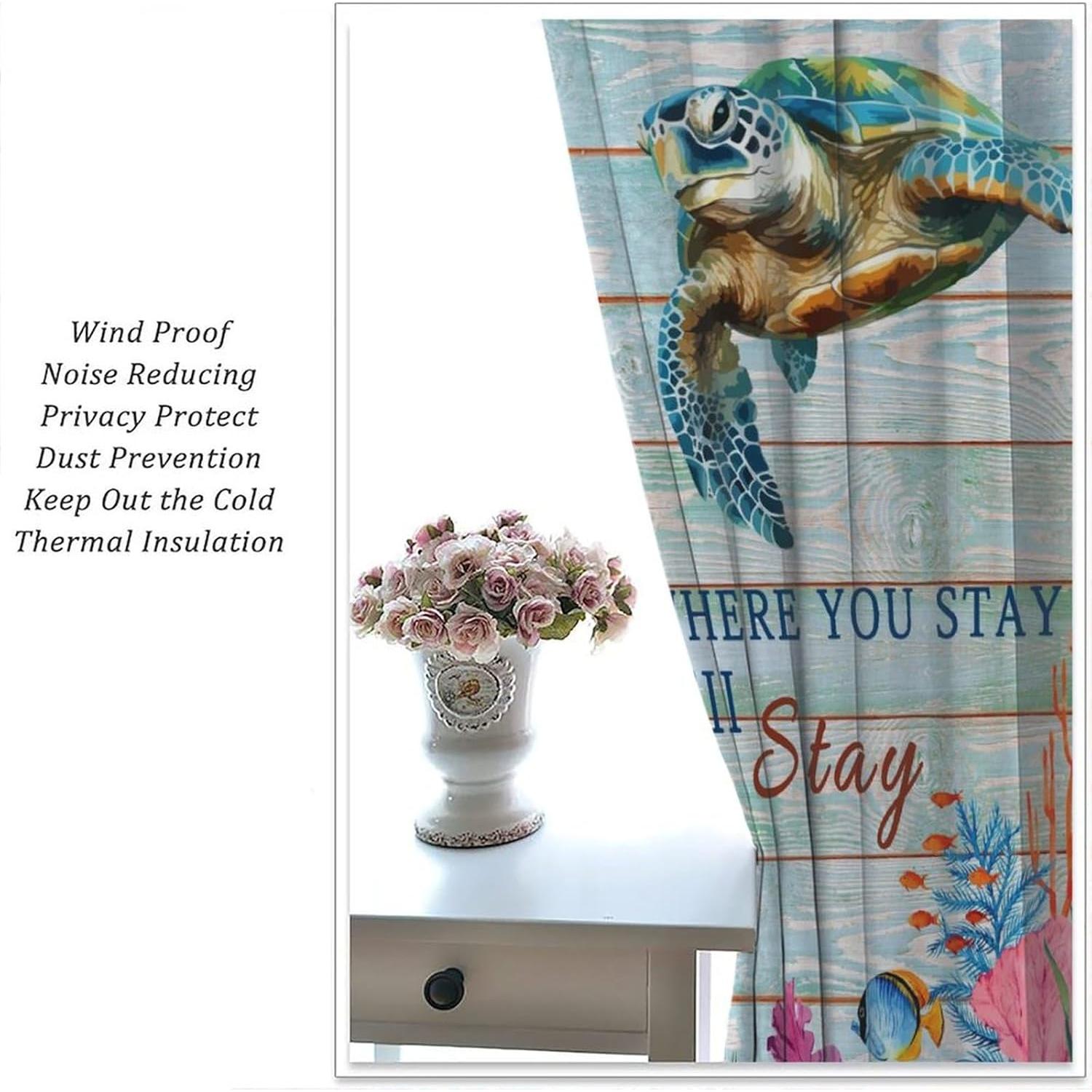 Cortinas AAVEUP Tortuga Marino 53x114 cm 30% Opacas