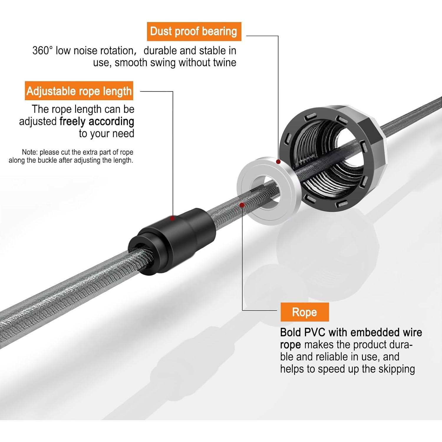 Cuerda para Saltar DEGOL Ajustable con Mangos de Espuma 2.74m