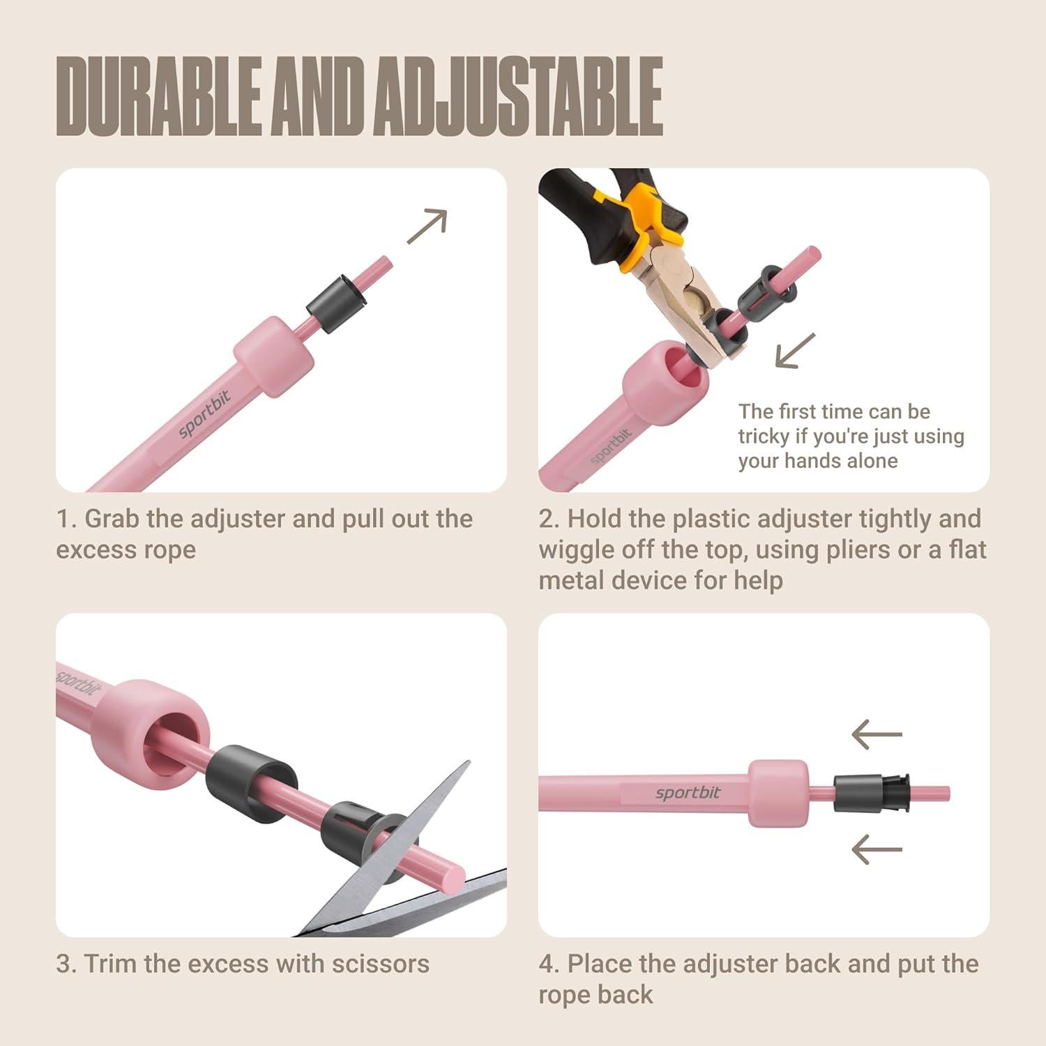 Cuerda de Salto Ajustable SPORTBIT Rosa 315 cm para Fitness