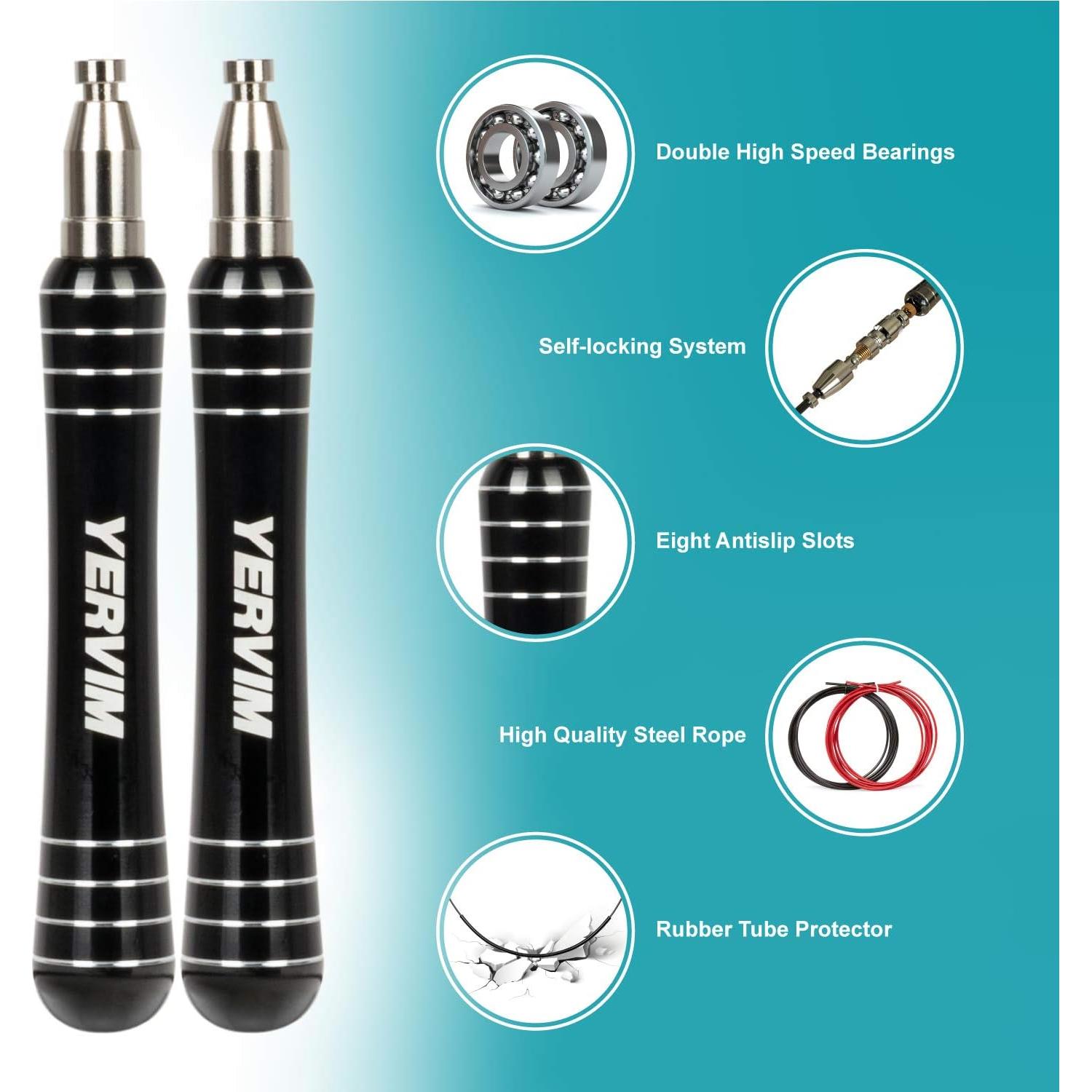 Cuerda de Salto Rápida YERVIM Ajustable para Fitness y Boxeo