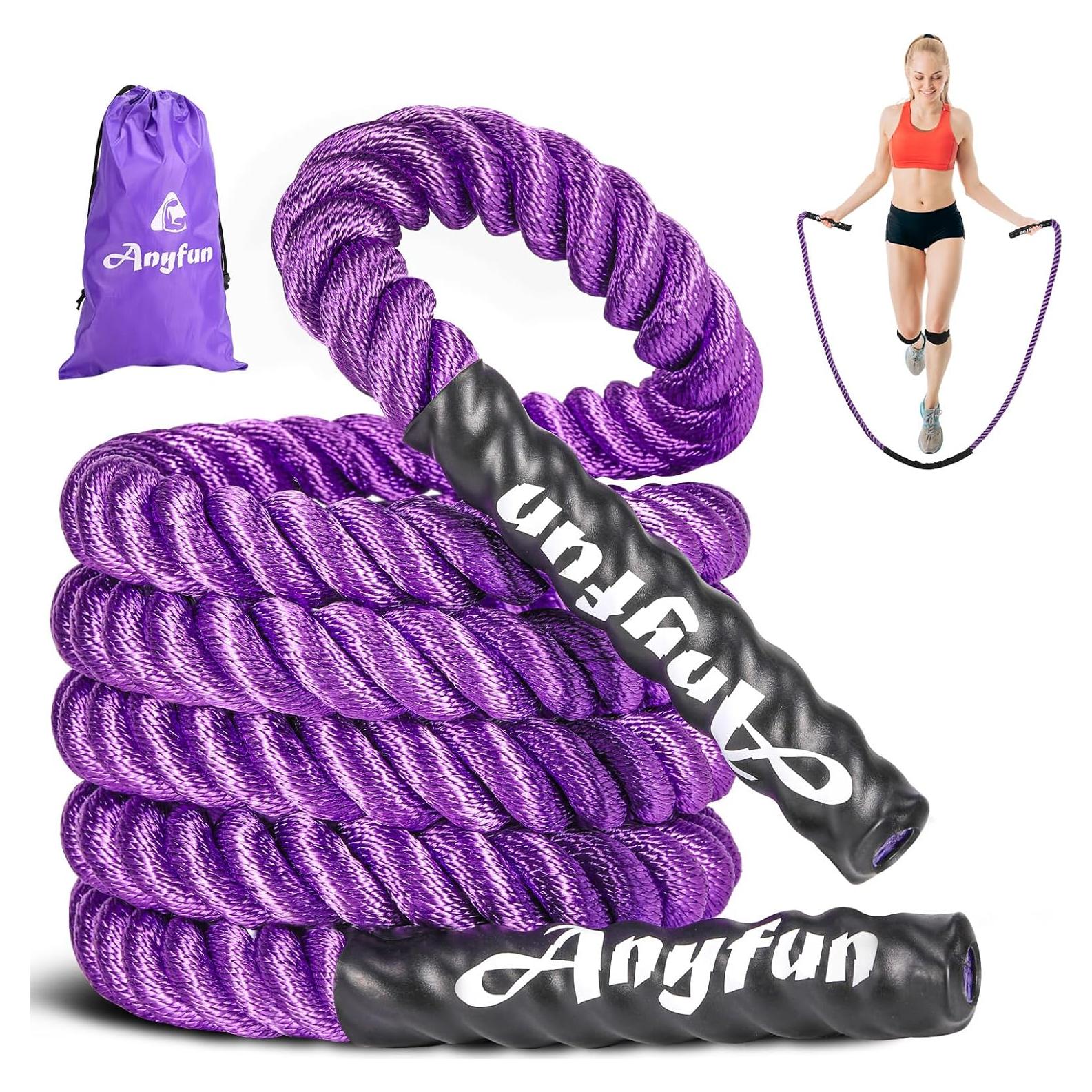 Cuerda de Salto con Peso Anyfun 1.5LB Púrpura 279.4cm