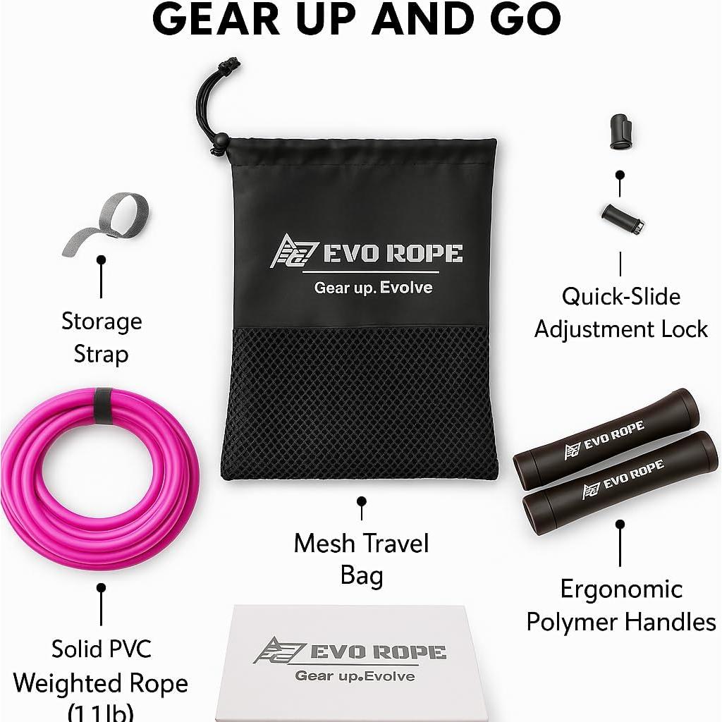 Cuerda de Salto con Peso A2Z Evo - Ajustable 3.30 m Rosa