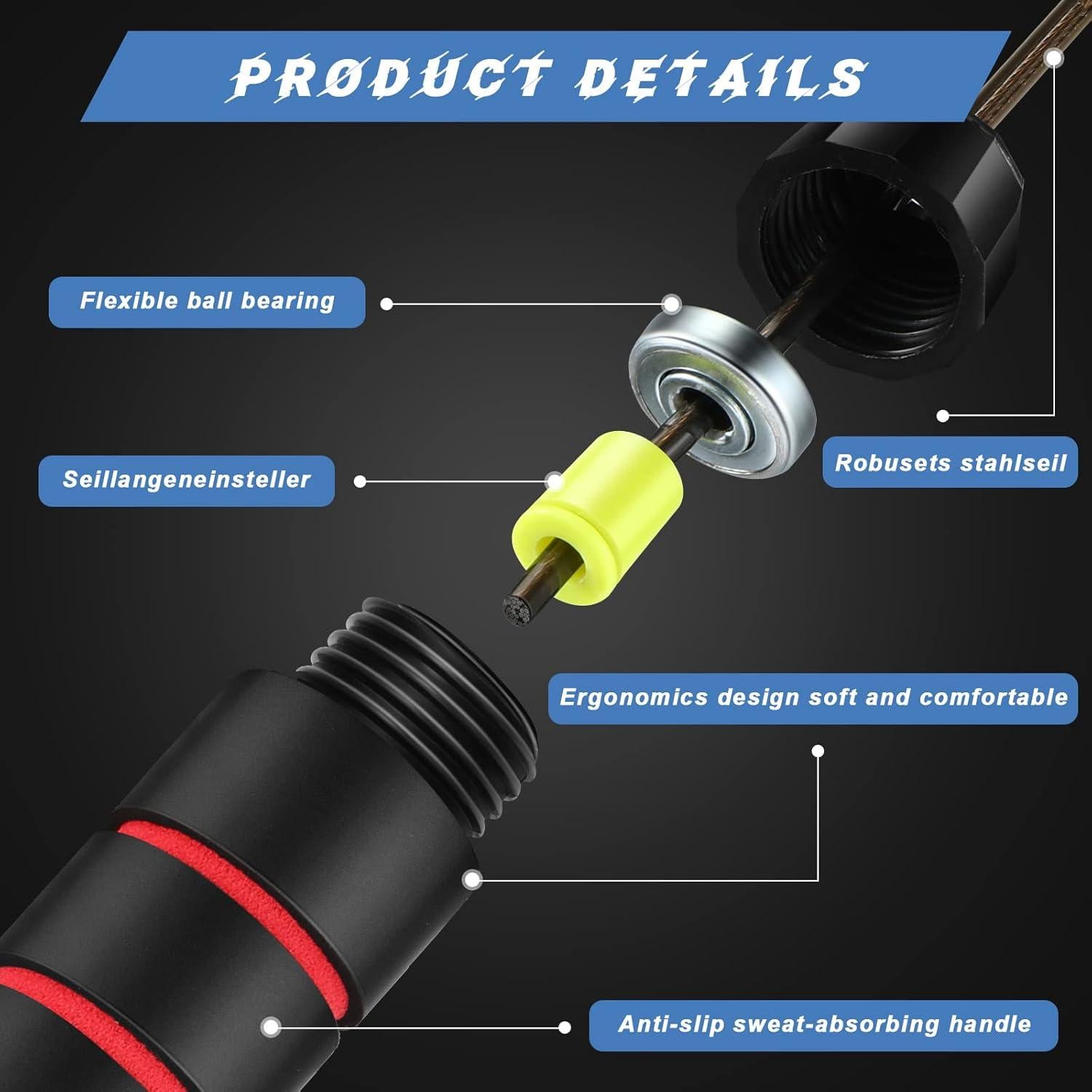 Cuerda de Salto Ajustable Junkin con Rodamientos y Mango de Espuma