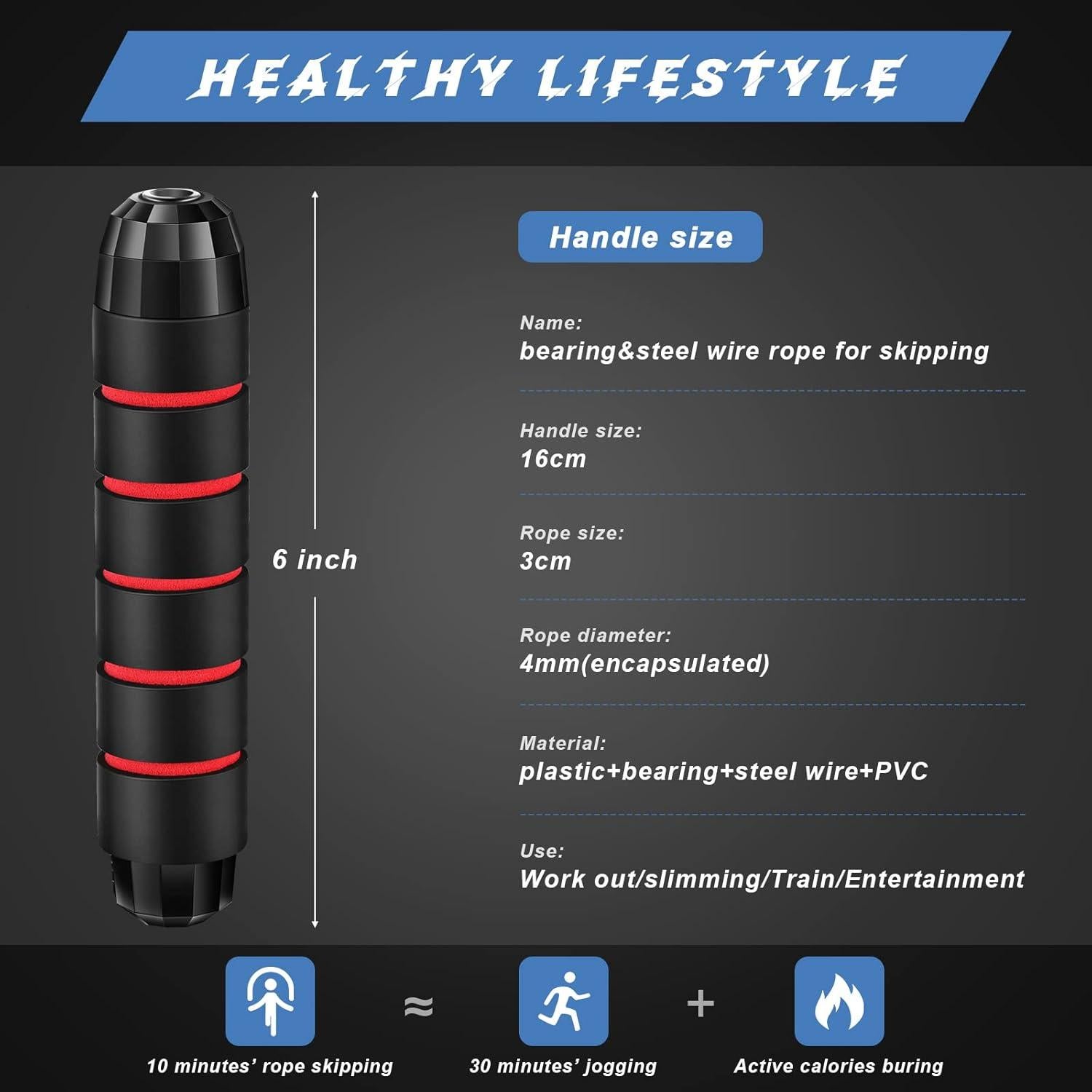 Cuerda de Salto Ajustable Junkin con Rodamientos y Mango de Espuma