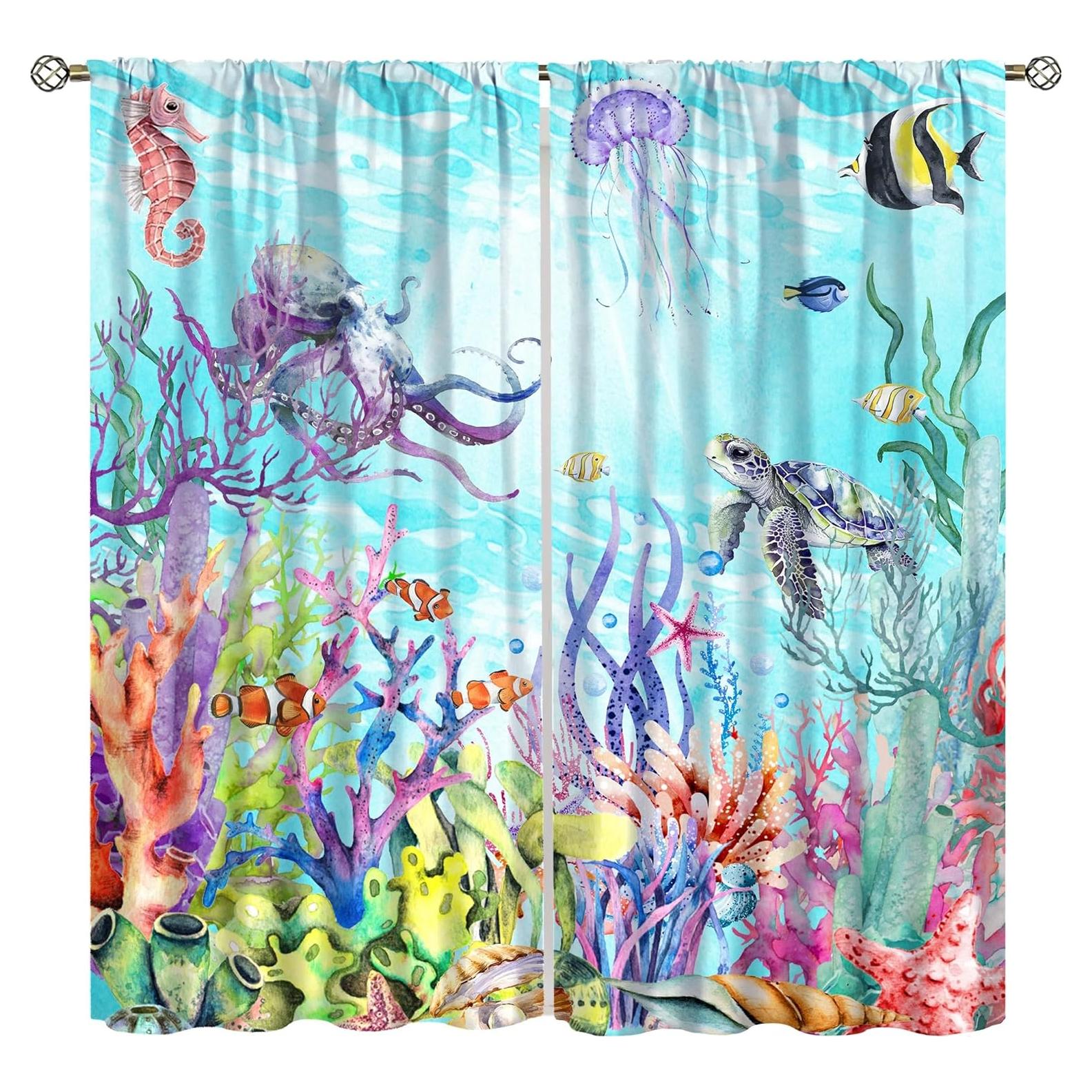 Cortinas AAVEUP Animales Marinos 2 Paneles 54x113cm