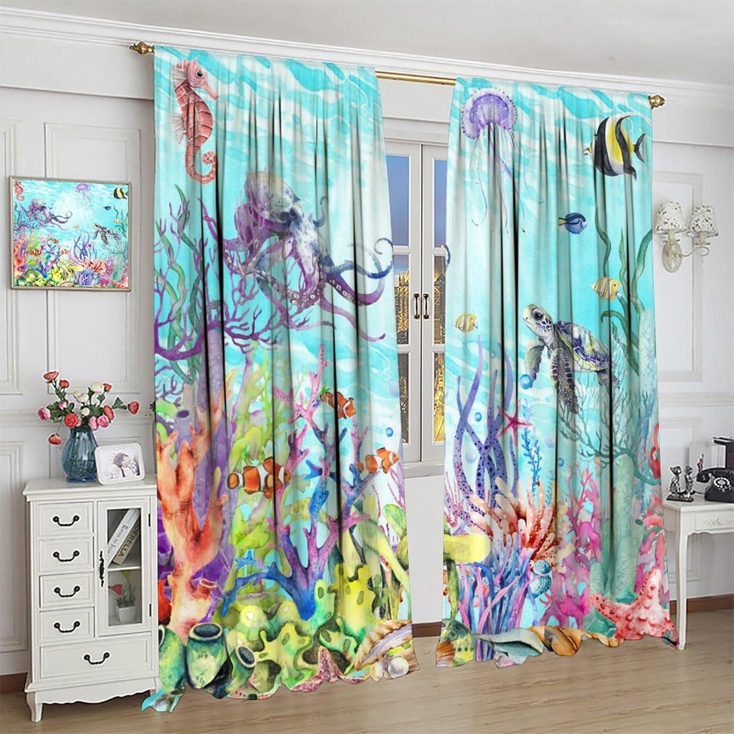 Cortinas AAVEUP Animales Marinos 2 Paneles 54x113cm